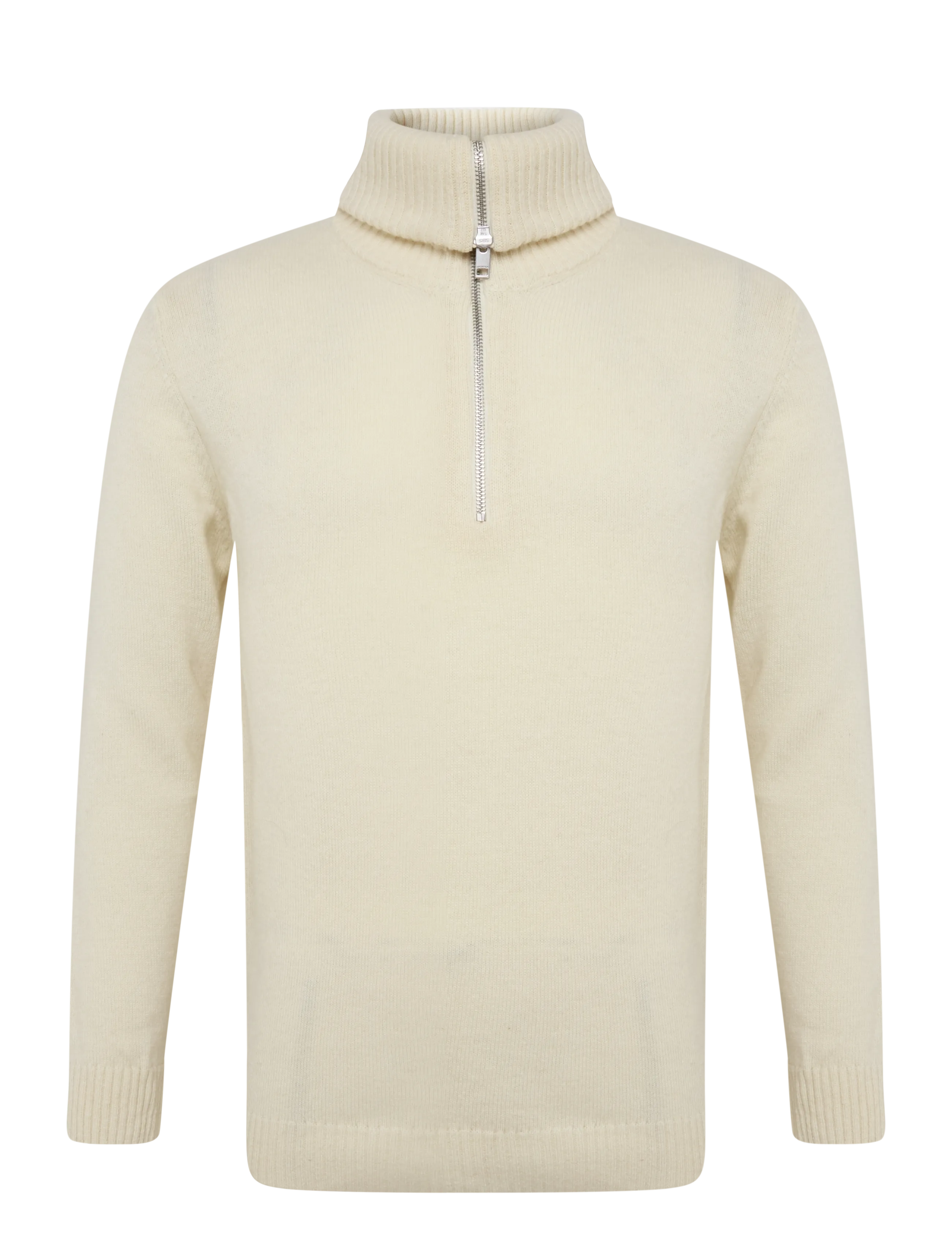Lindbergh Lambswool half zip knit oversize collar - Strickmode - CHALK WHITE / cream