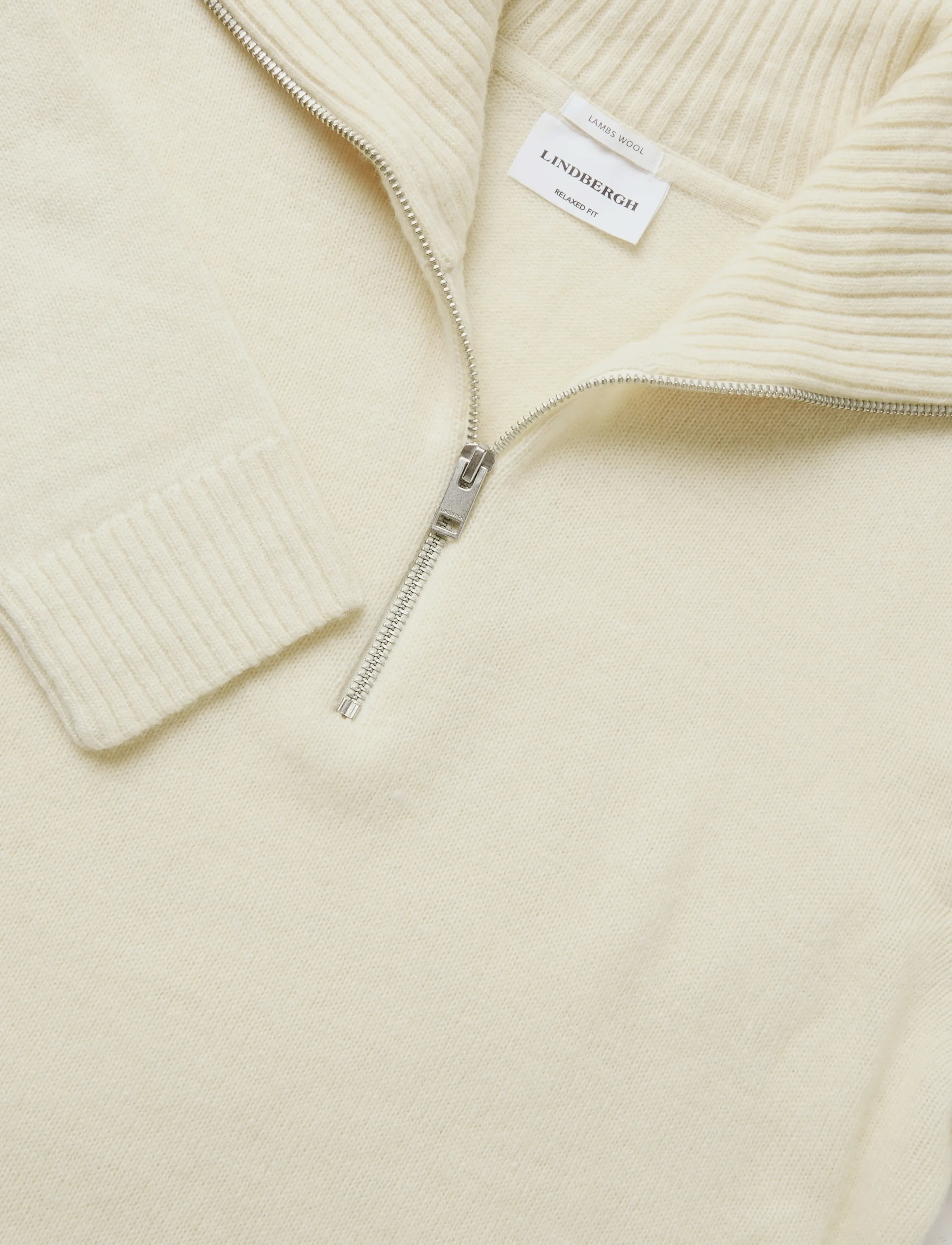 Lindbergh - Lambswool half zip knit oversize collar - pullover mit halbem reißverschluss - chalk white - 2