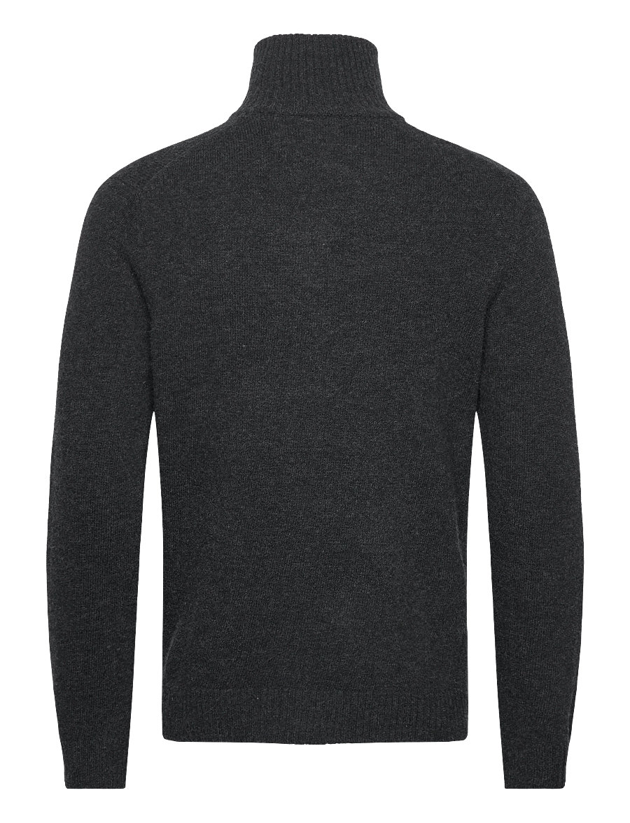 Lindbergh - Lambswool half zip knit oversize collar - pullover mit halbem reißverschluss - charcoal mel - 2