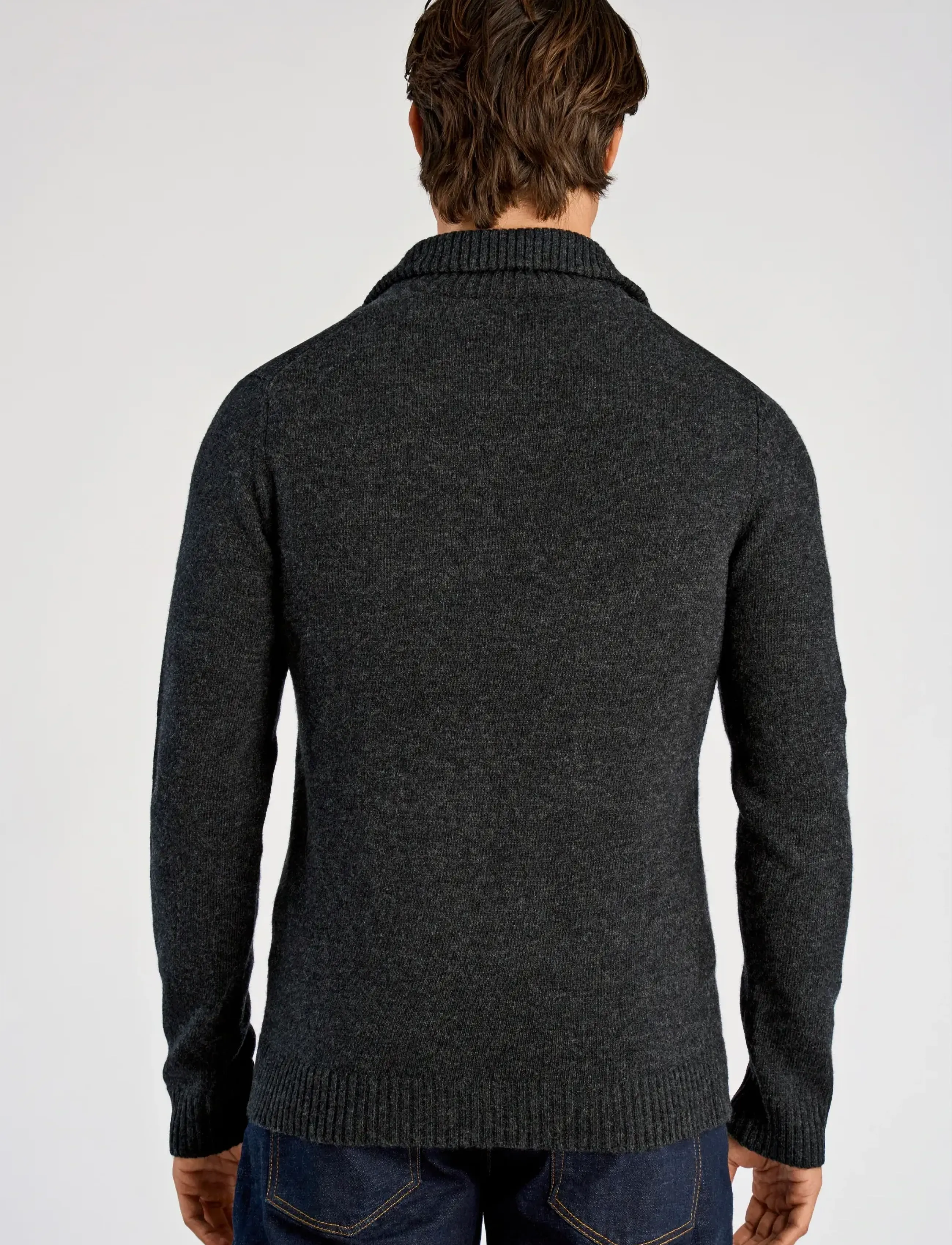Lindbergh - Lambswool half zip knit oversize collar - tõmblukk-kaelusega džemprid - charcoal mel - 3