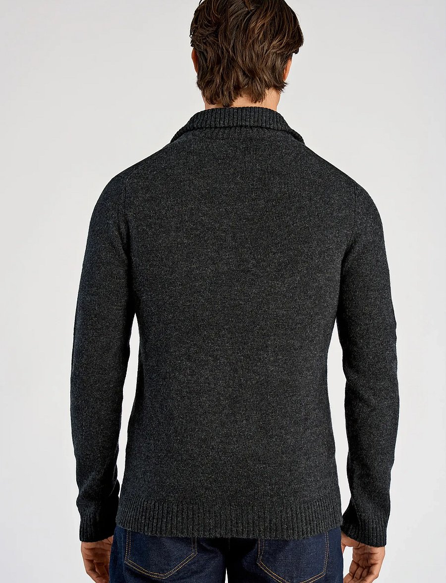 Lindbergh - Lambswool half zip knit oversize collar - pullover mit halbem reißverschluss - charcoal mel - 3
