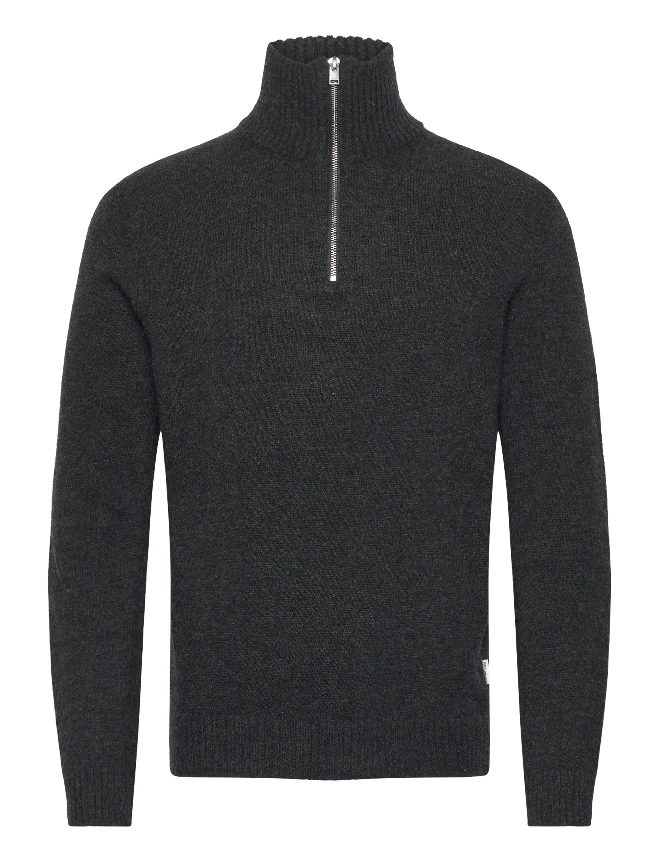 Lambswool half zip knit oversize co - CHARCOAL MEL
