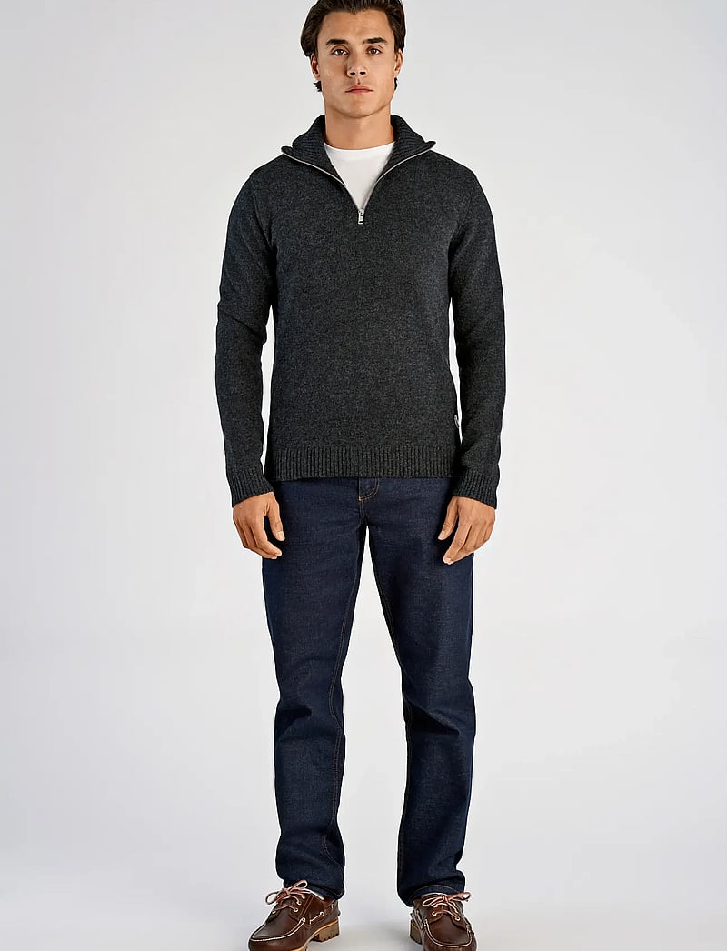 Lindbergh - Lambswool half zip knit oversize co - pullover mit halbem reißverschluss - charcoal mel - 4