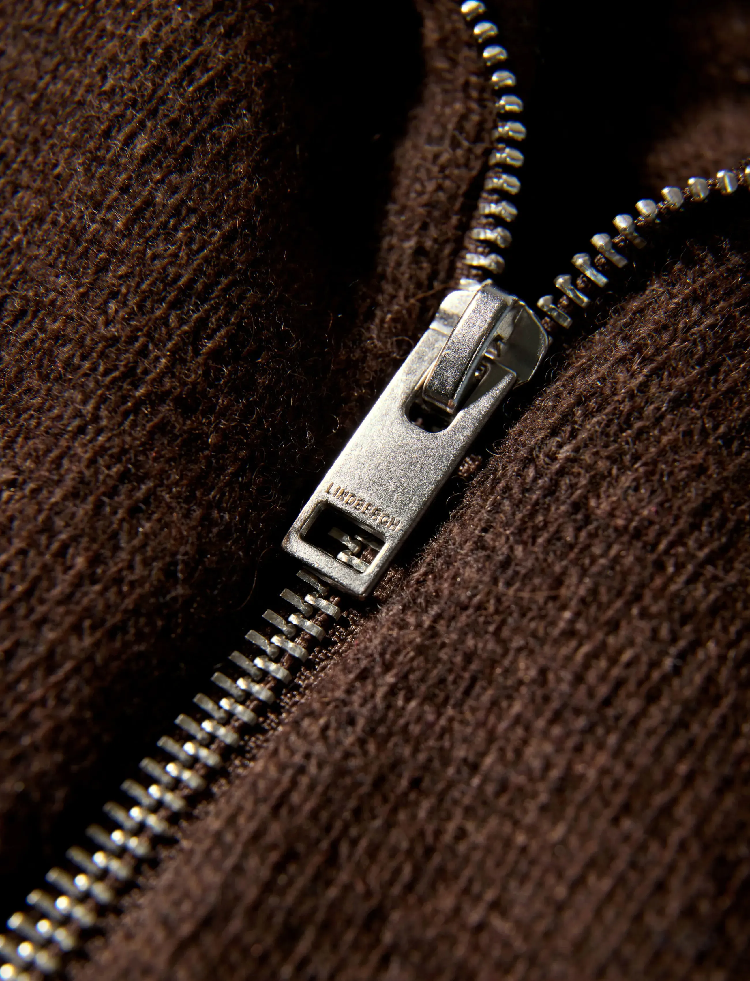 Lindbergh - Lambswool half zip knit oversize collar - halfzip strik - dk brown mel - 3