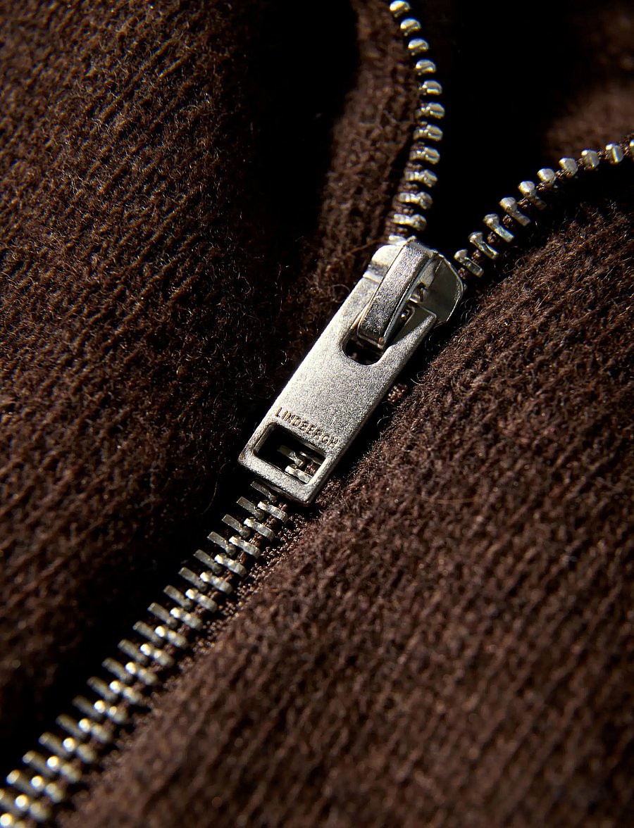 Lindbergh - Lambswool half zip knit oversize collar - halfzip strik - dk brown mel - 3