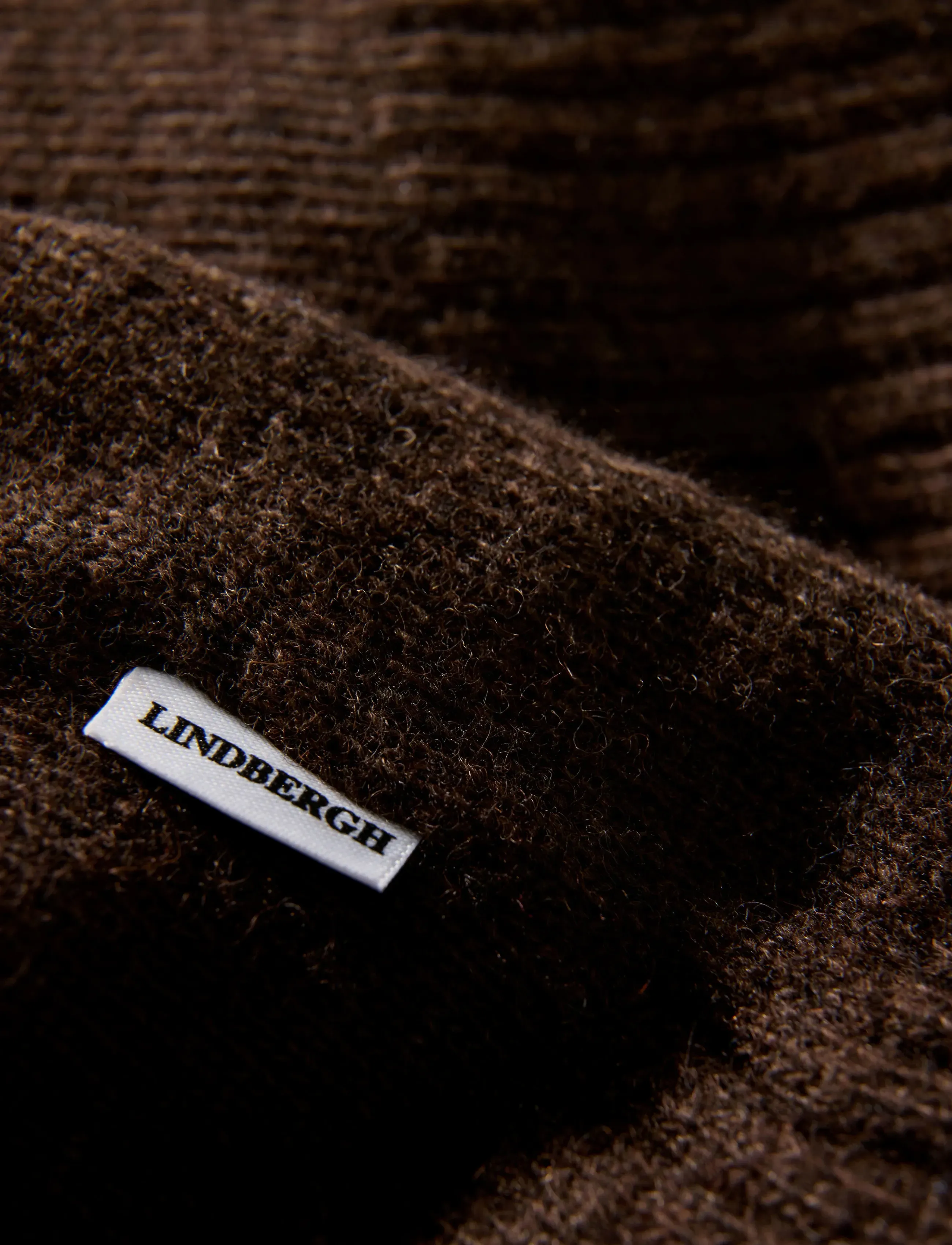 Lindbergh - Lambswool half zip knit oversize collar - herren - dk brown mel - 4