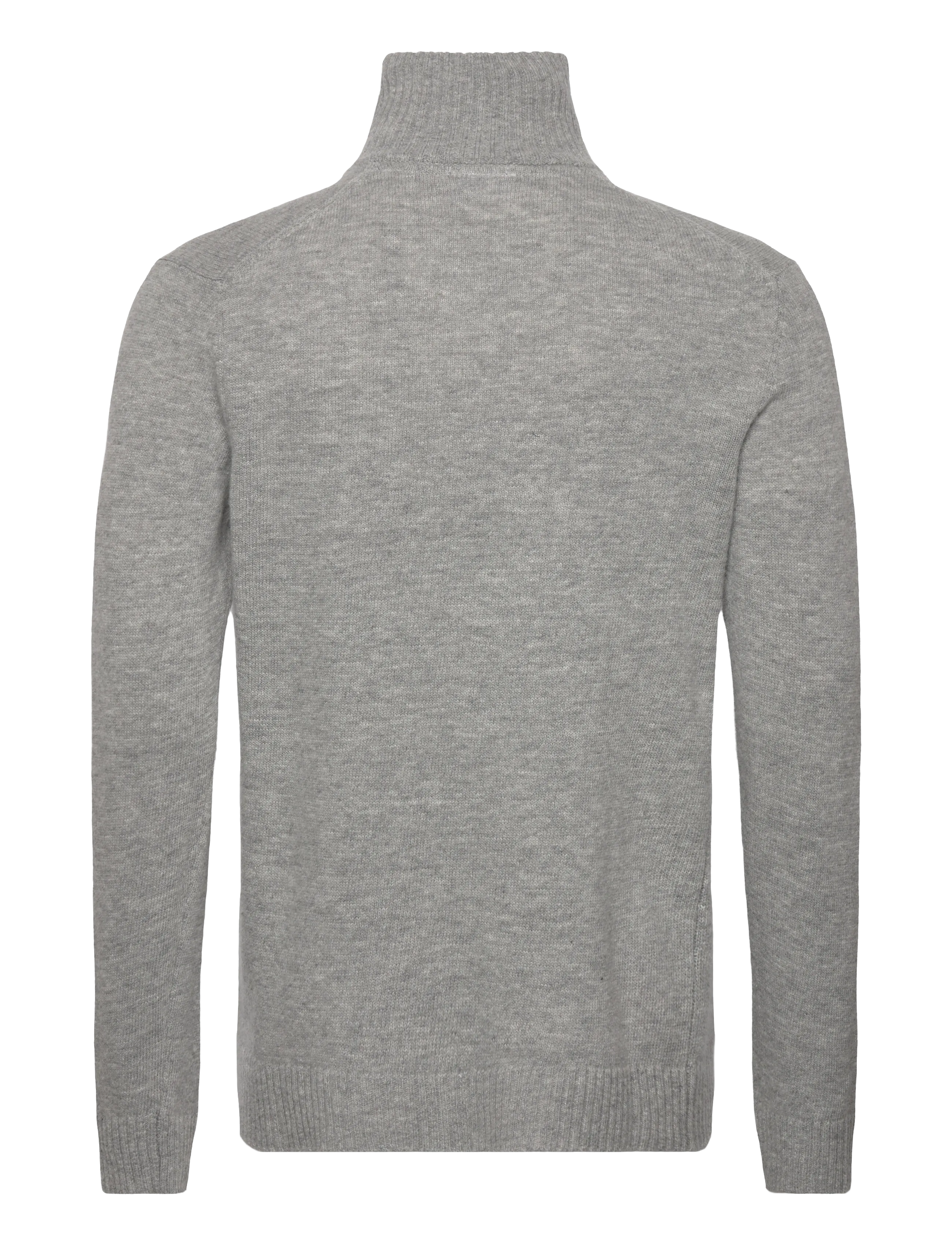 Lindbergh - Lambswool half zip knit oversize collar - halfzip strik - mid grey mel - 2
