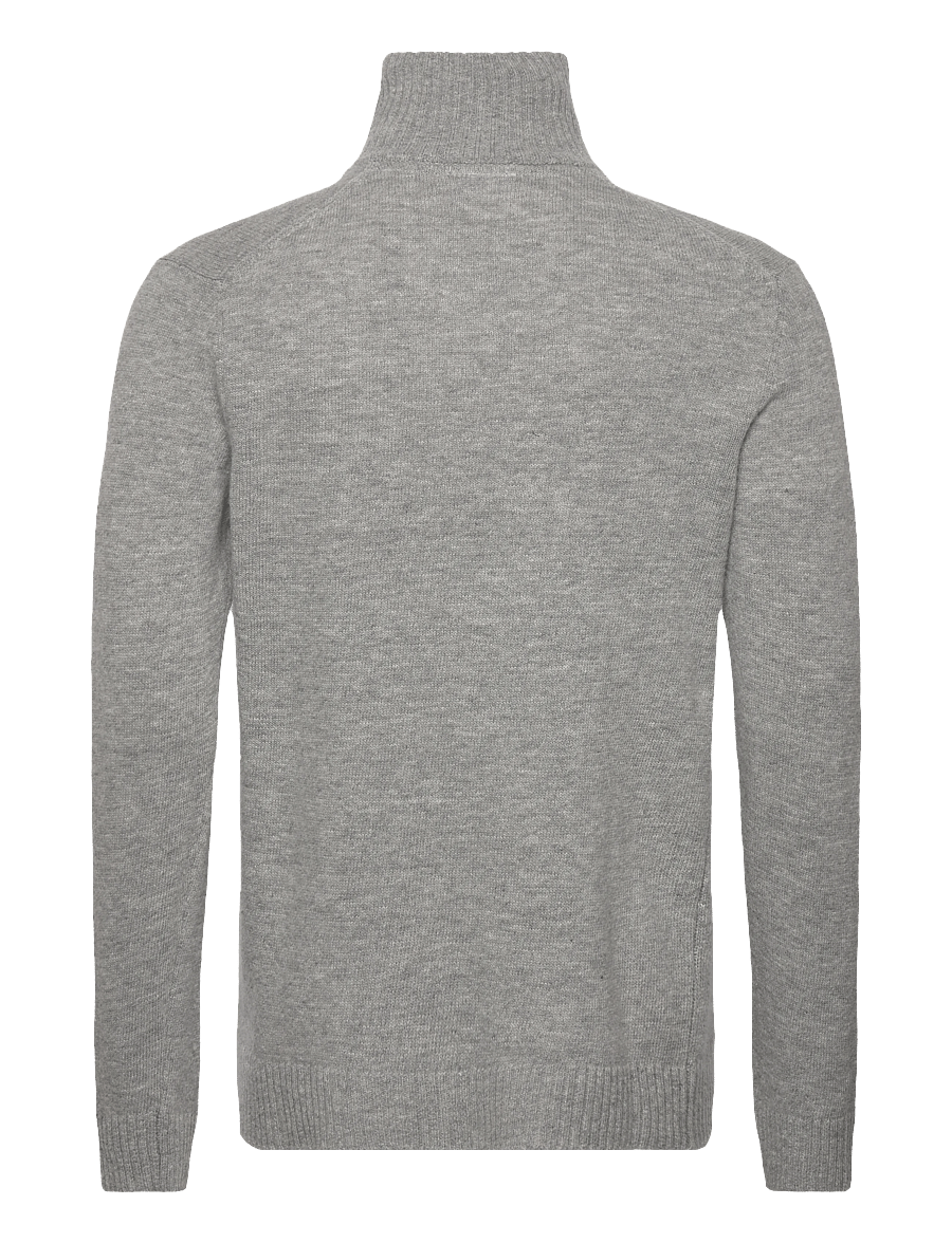 Lindbergh - Lambswool half zip knit oversize collar - halfzip strik - mid grey mel - 2