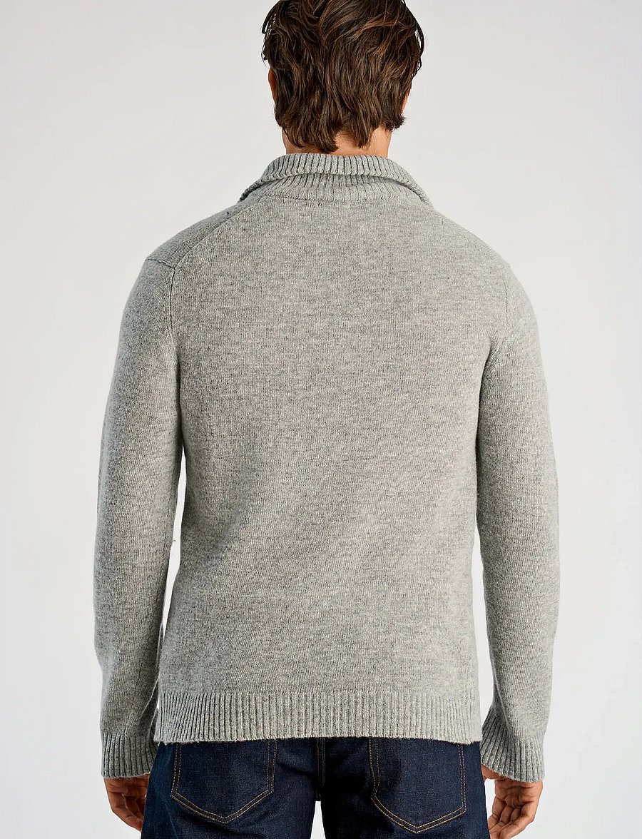 Lindbergh - Lambswool half zip knit oversize collar - halfzip strik - mid grey mel - 3