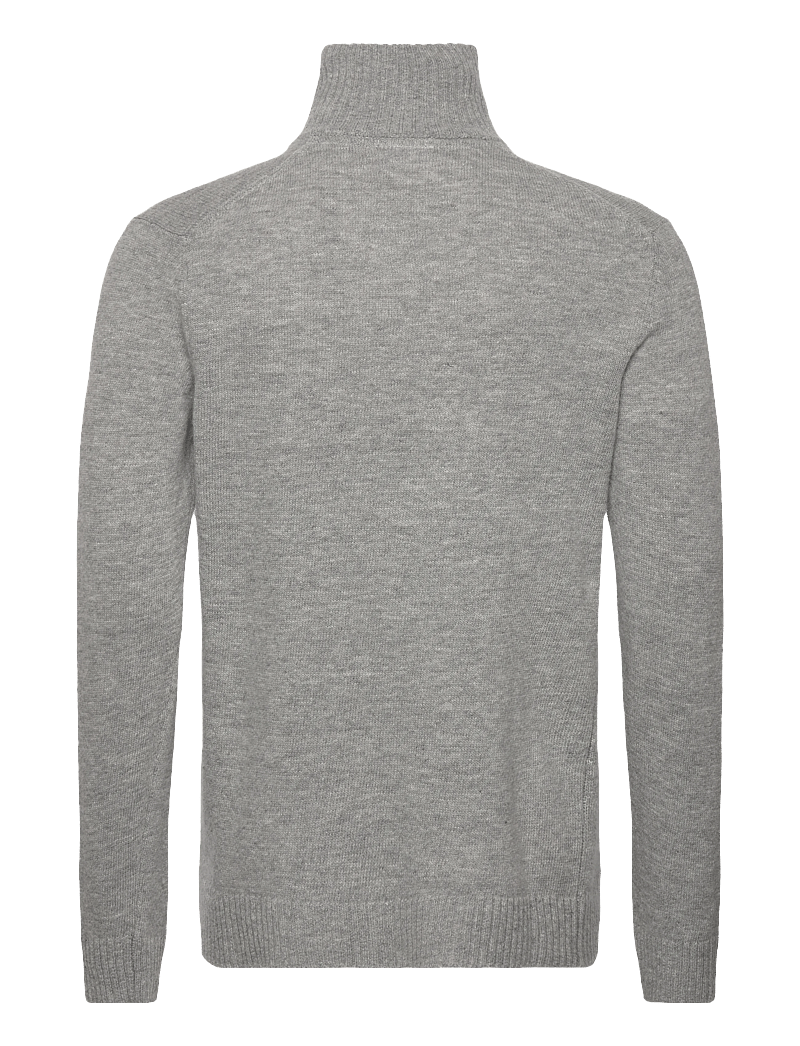 Lindbergh - Lambswool half zip knit oversize co - pullover mit halbem reißverschluss - mid grey mel - 2