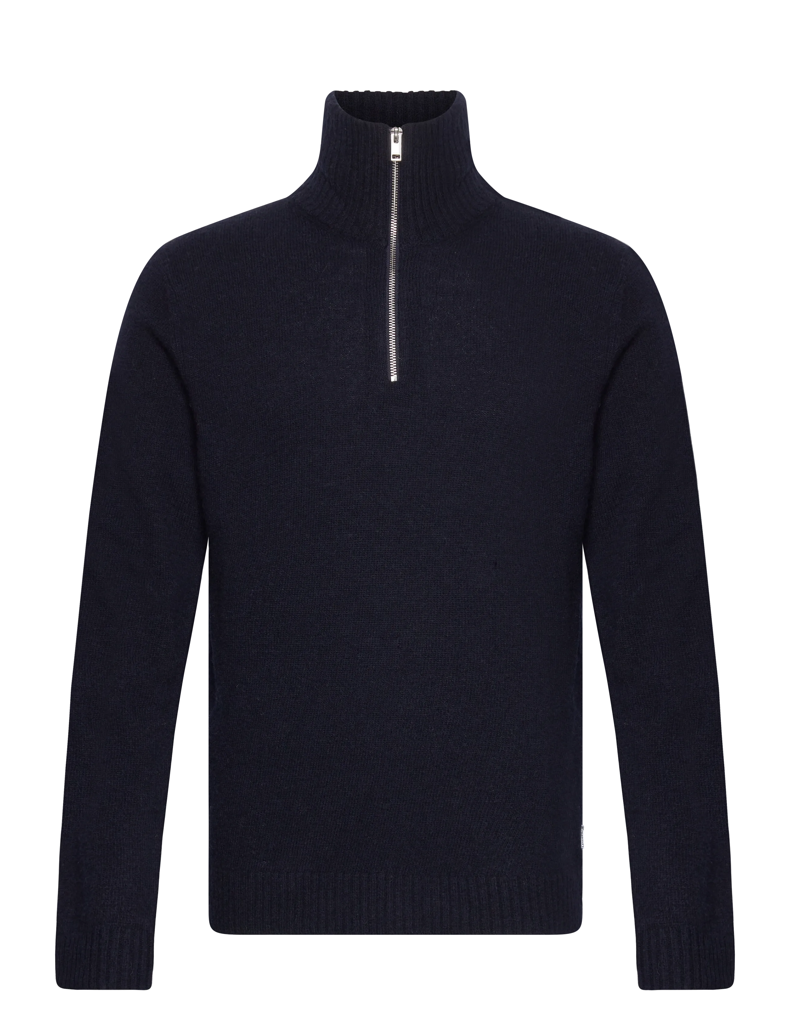 Lindbergh Lambswool half zip knit oversize collar - Strik - NAVY / navy