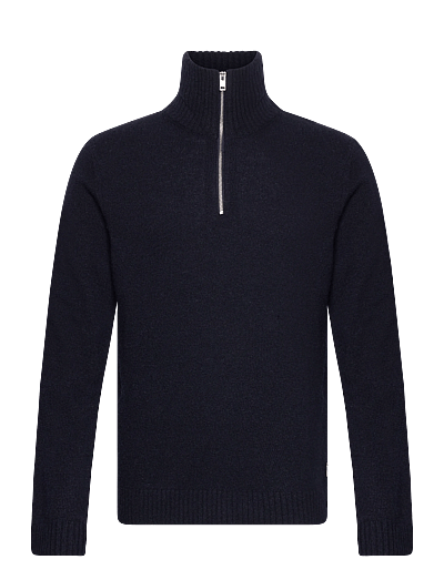 Lambswool Half Zip Knit Oversize Collar - Half Zip-TrøJer