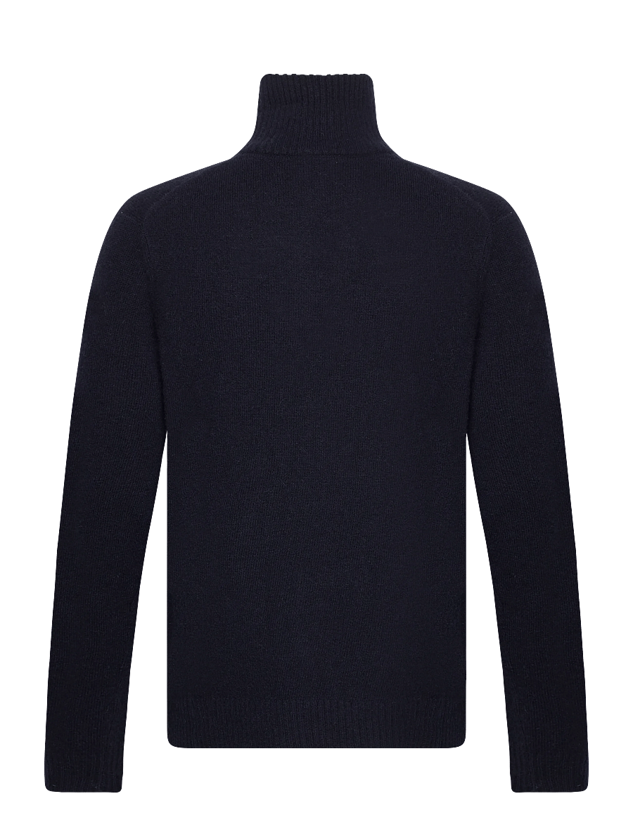 Lindbergh - Lambswool half zip knit oversize collar - halfzip strik - navy - 2