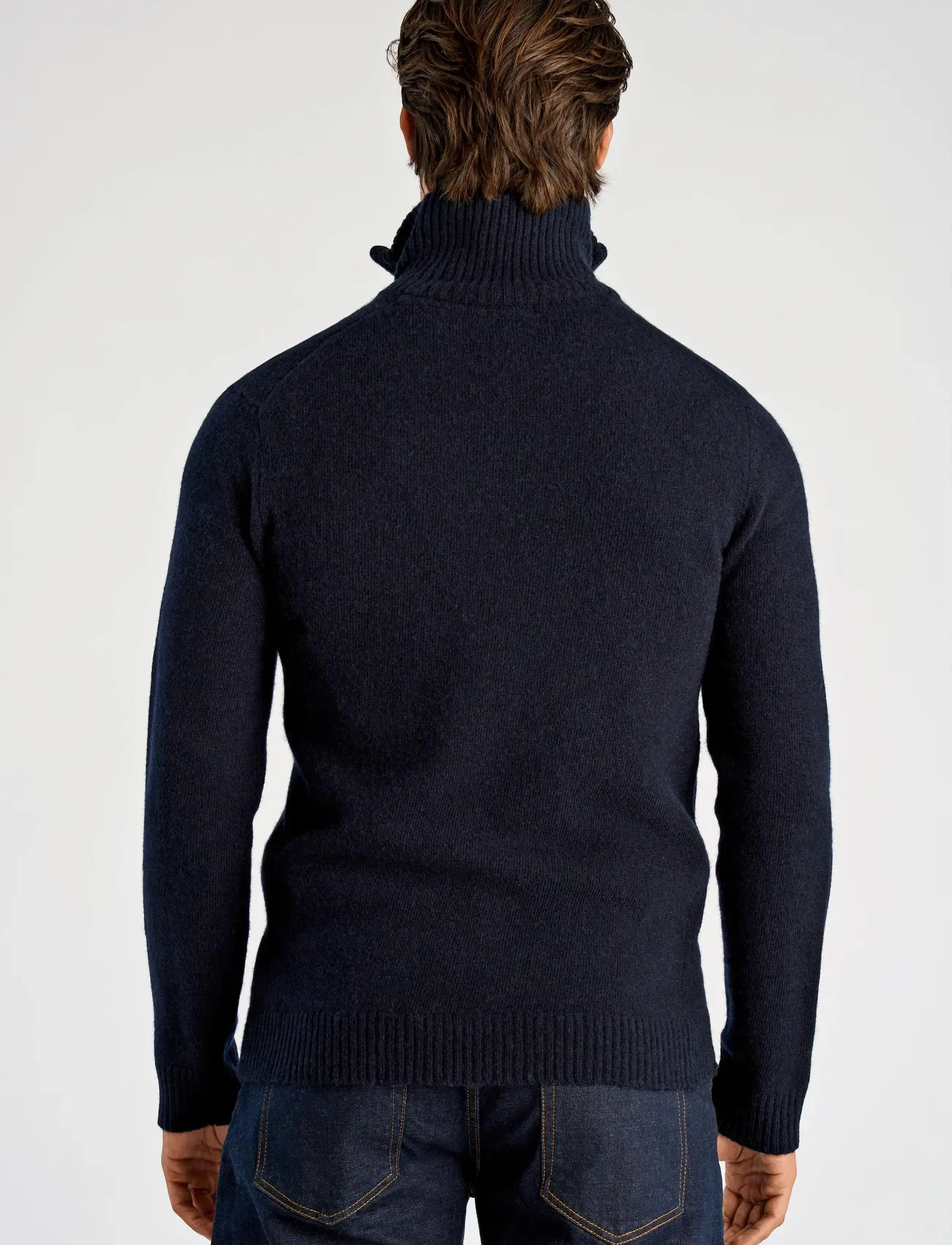 Lindbergh - Lambswool half zip knit oversize collar - tõmblukk-kaelusega džemprid - navy - 3