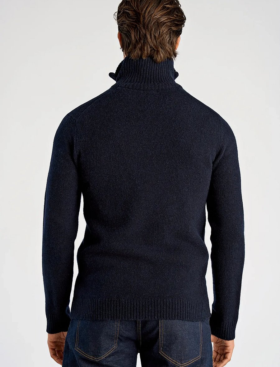Lindbergh - Lambswool half zip knit oversize collar - halfzip strik - navy - 3
