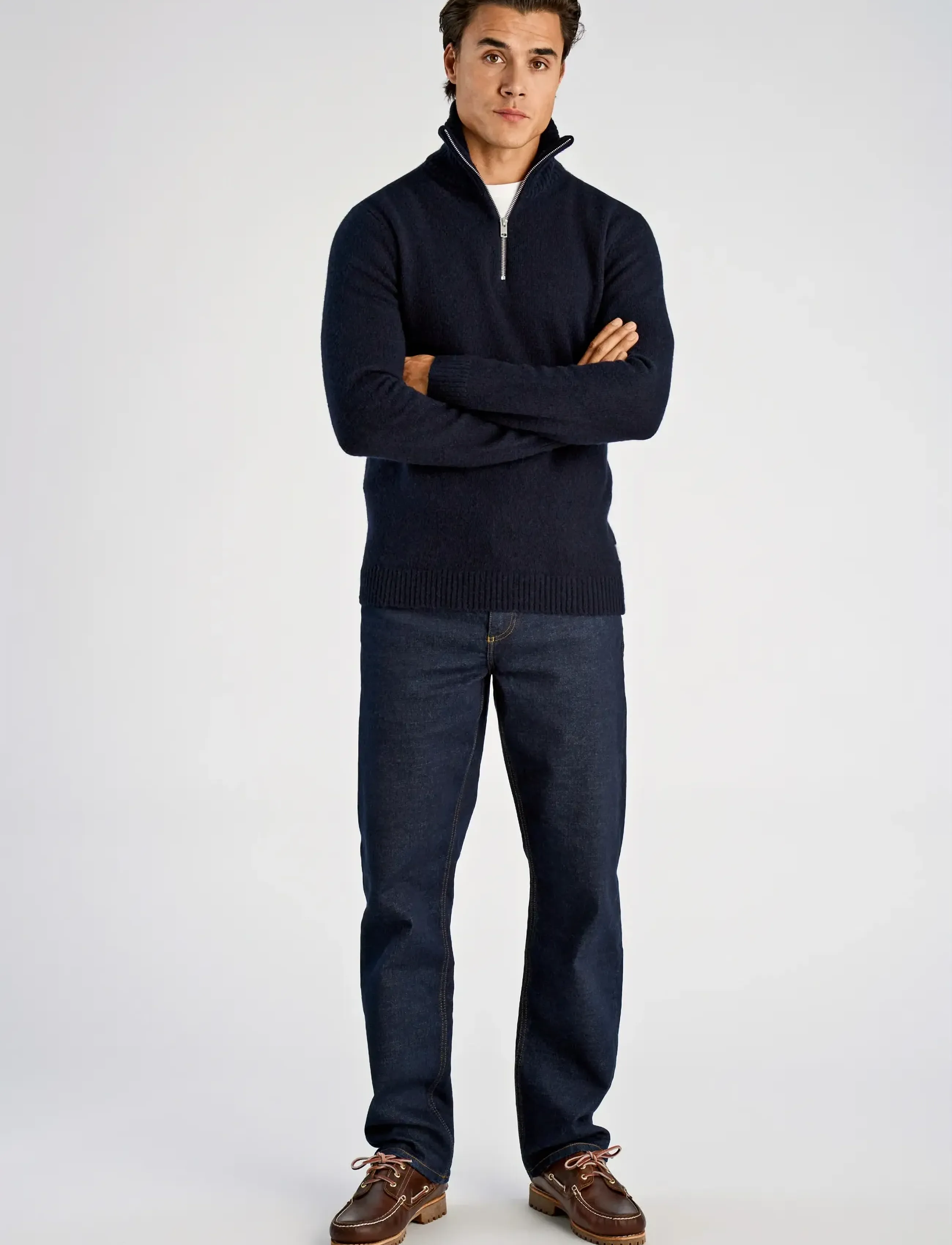 Lindbergh - Lambswool half zip knit oversize collar - tõmblukk-kaelusega džemprid - navy - 4