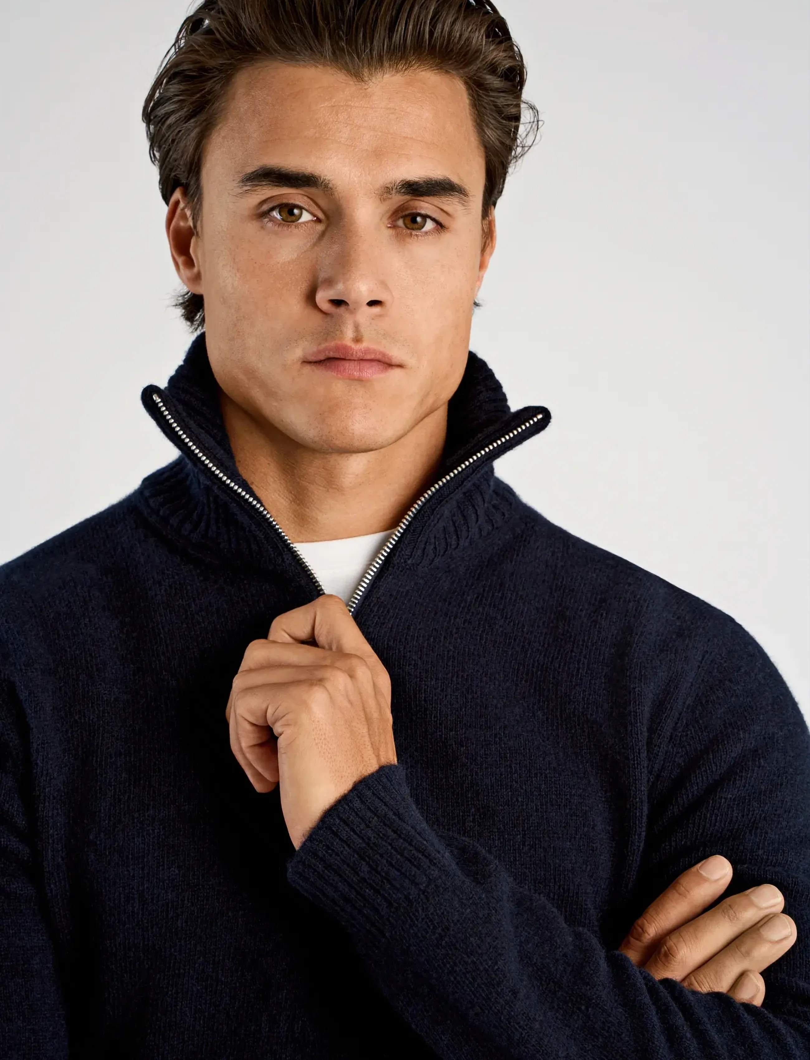 Lindbergh - Lambswool half zip knit oversize collar - tõmblukk-kaelusega džemprid - navy - 5