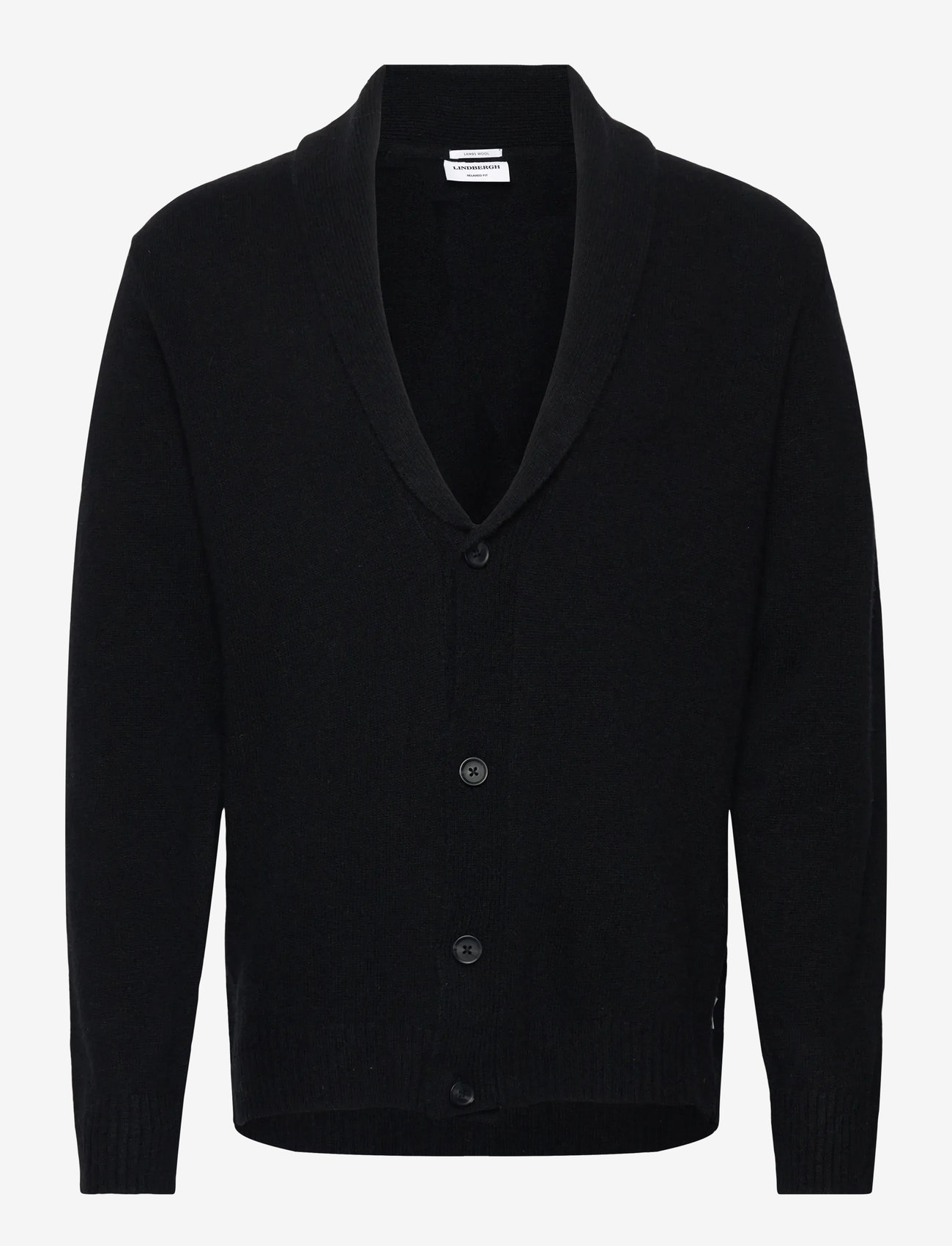 Lindbergh - Lambswool shawlcollar cardigan - cardigans - black - 1