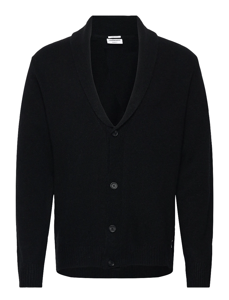 Lindbergh - Lambswool shawlcollar cardigan - vesten - black - 1