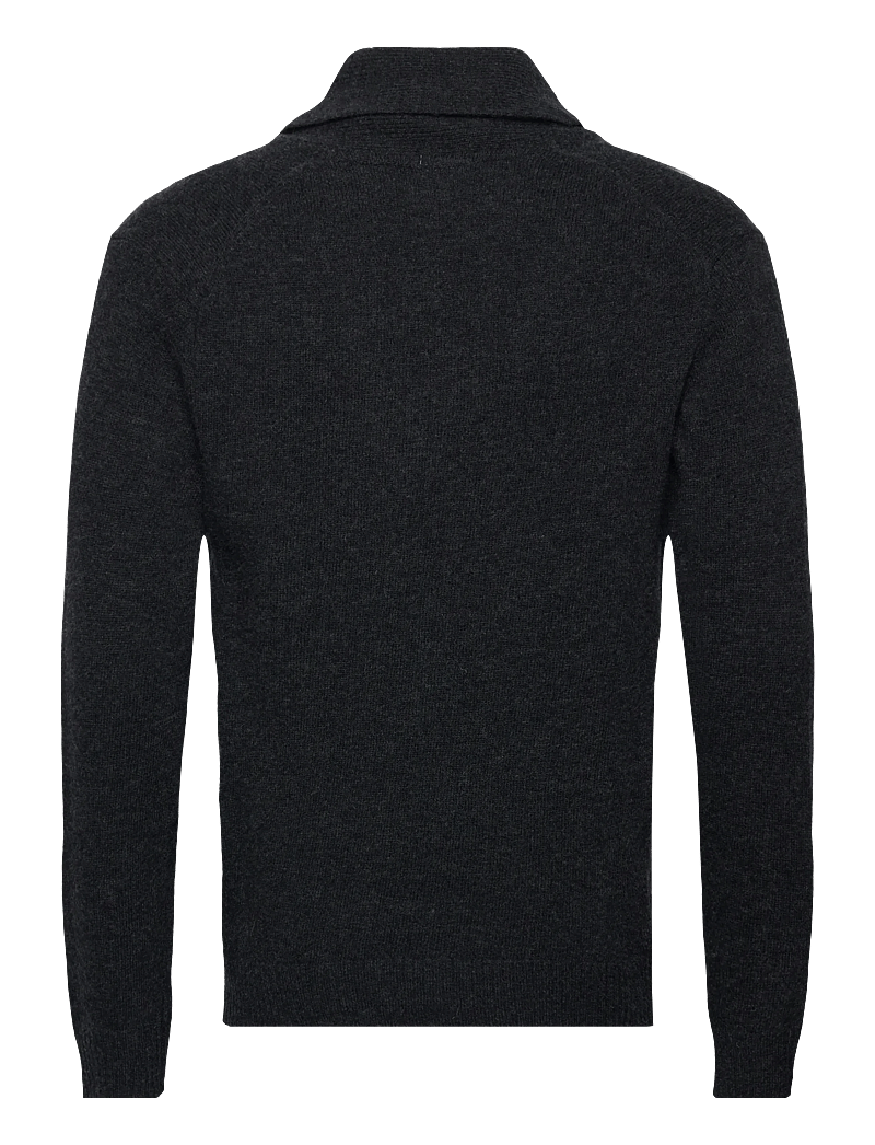 Lindbergh - Lambswool shawlcollar cardigan - koftor - charcoal mel - 2