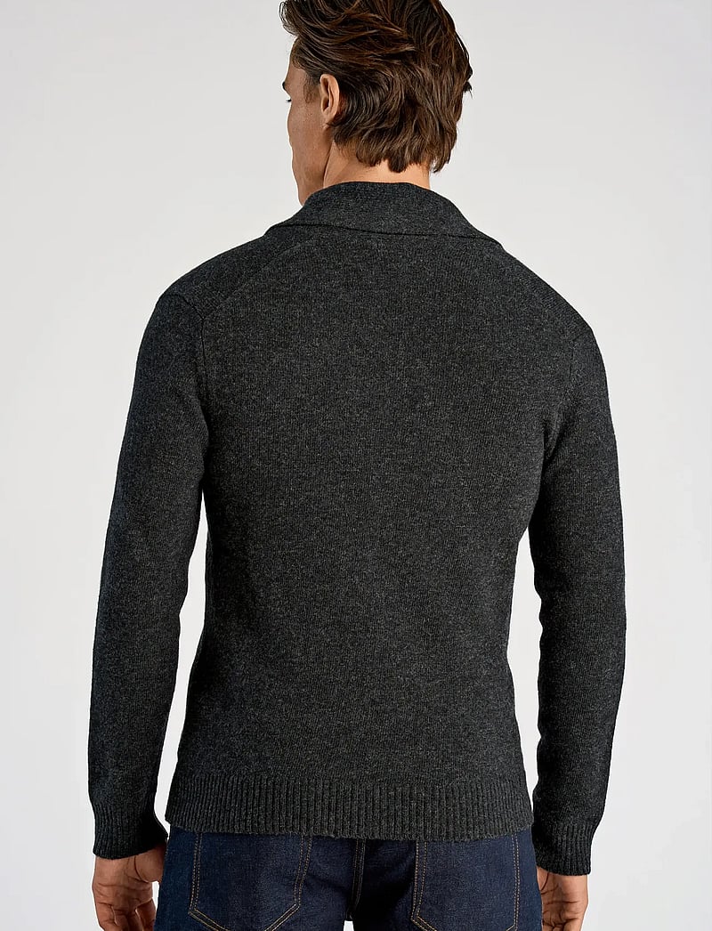 Lindbergh - Lambswool shawlcollar cardigan - koftor - charcoal mel - 3