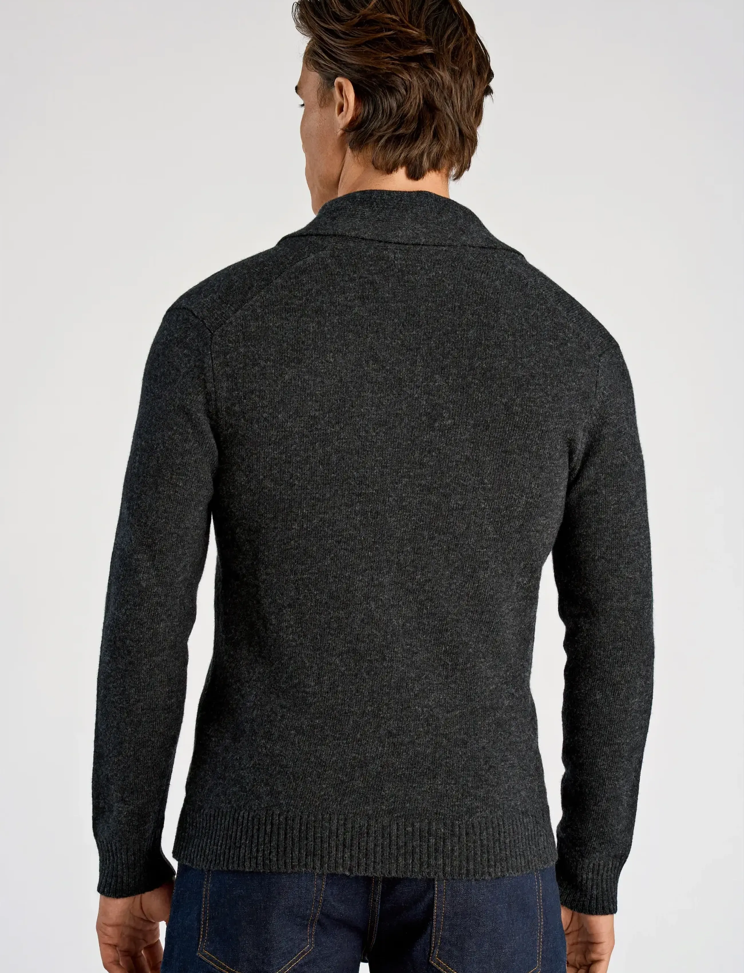 Lindbergh - Lambswool shawlcollar cardigan - cardigans - charcoal mel - 3