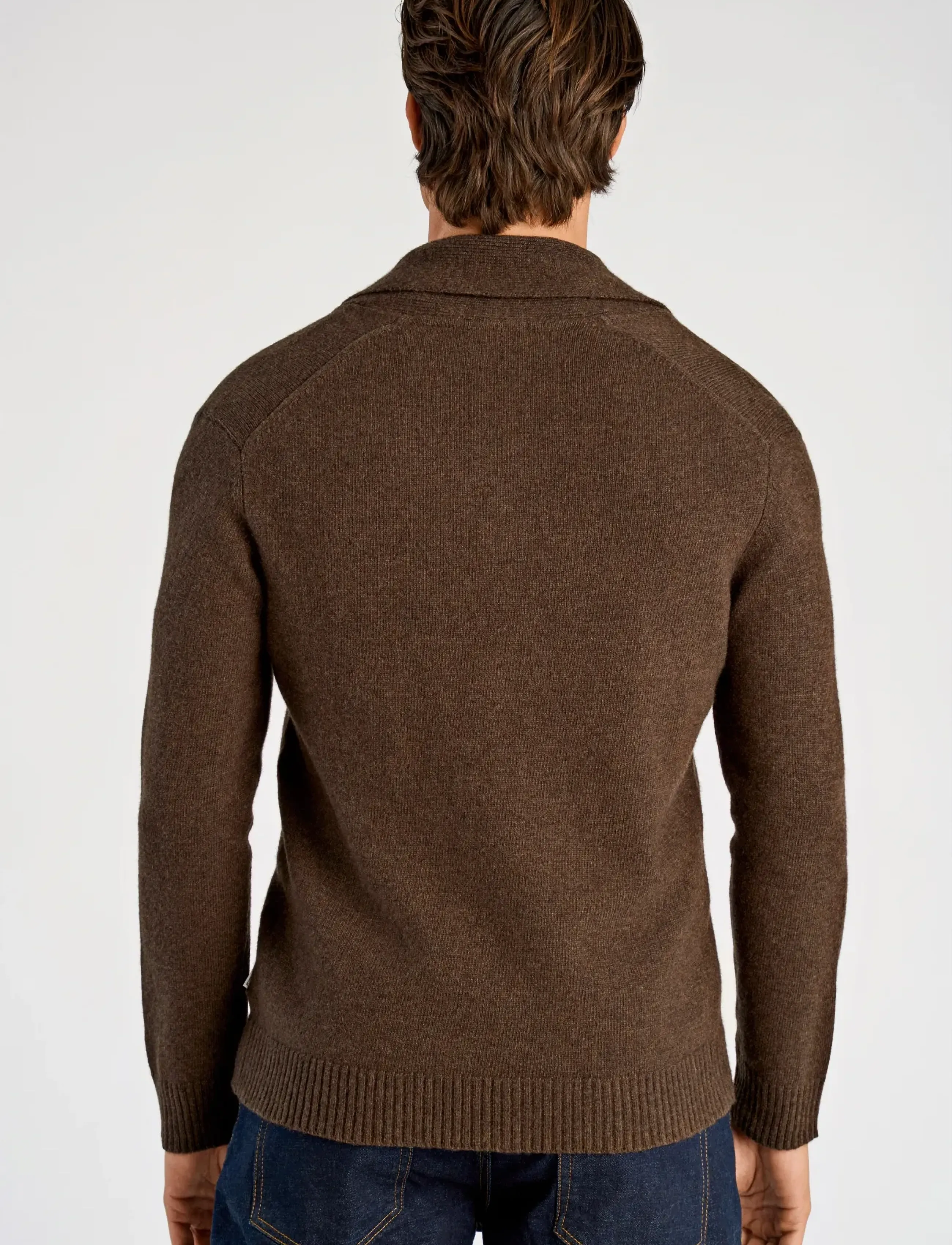 Lindbergh - Lambswool shawlcollar cardigan - cardigans - dk brown mel - 3