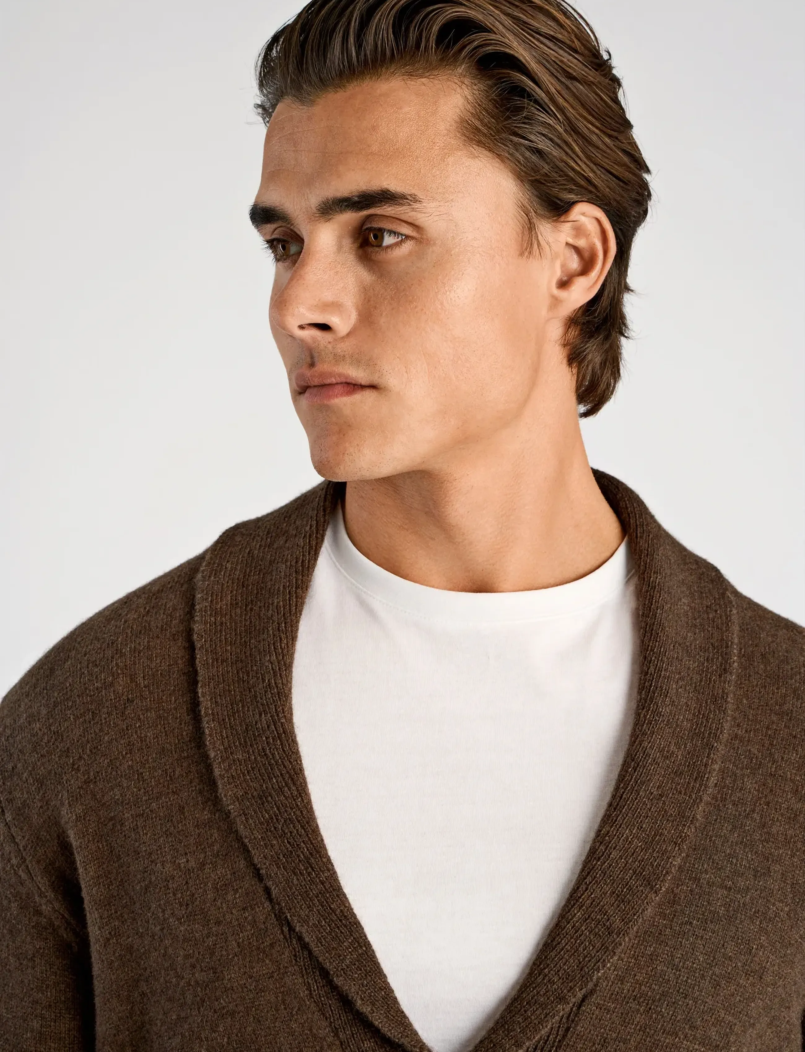 Lindbergh - Lambswool shawlcollar cardigan - cardigans - dk brown mel - 5