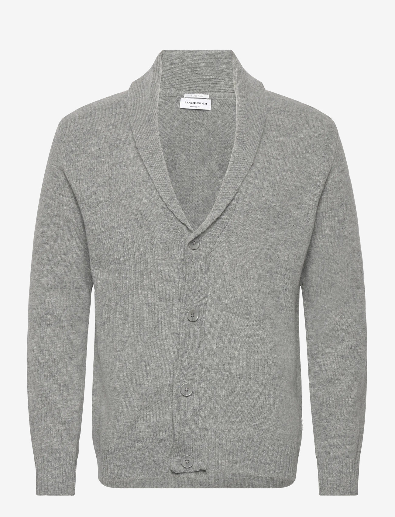 Lindbergh - Lambswool shawlcollar cardigan - kardiganid - mid grey mel - 0