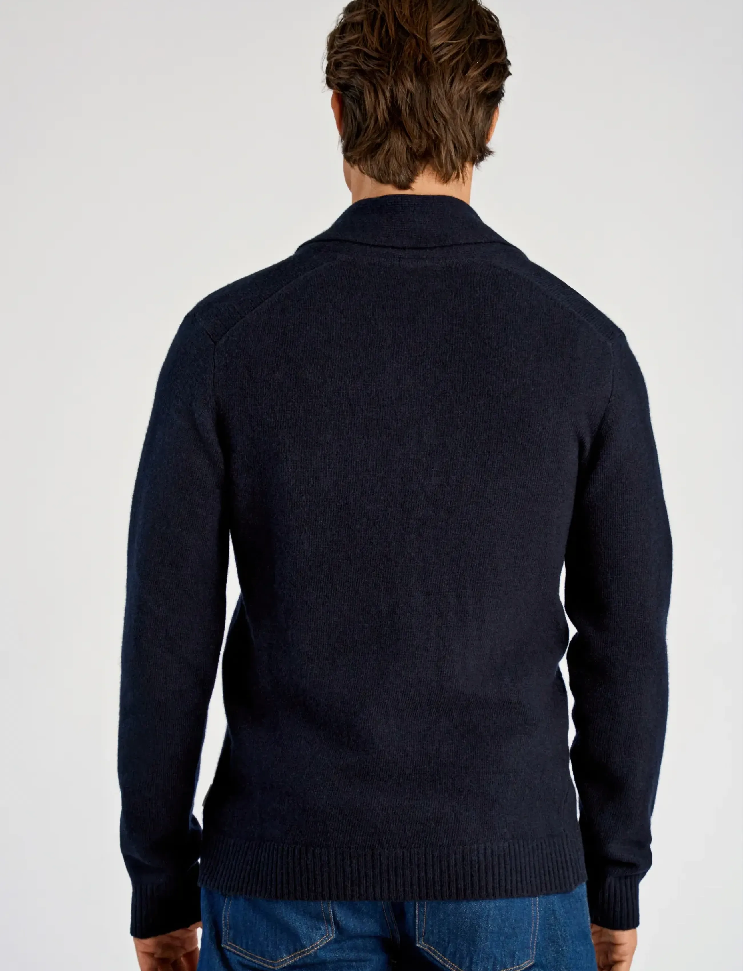 Lindbergh - Lambswool shawlcollar cardigan - gilets - navy - 3