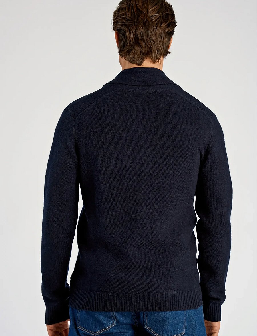 Lindbergh - Lambswool shawlcollar cardigan - gilets - navy - 3