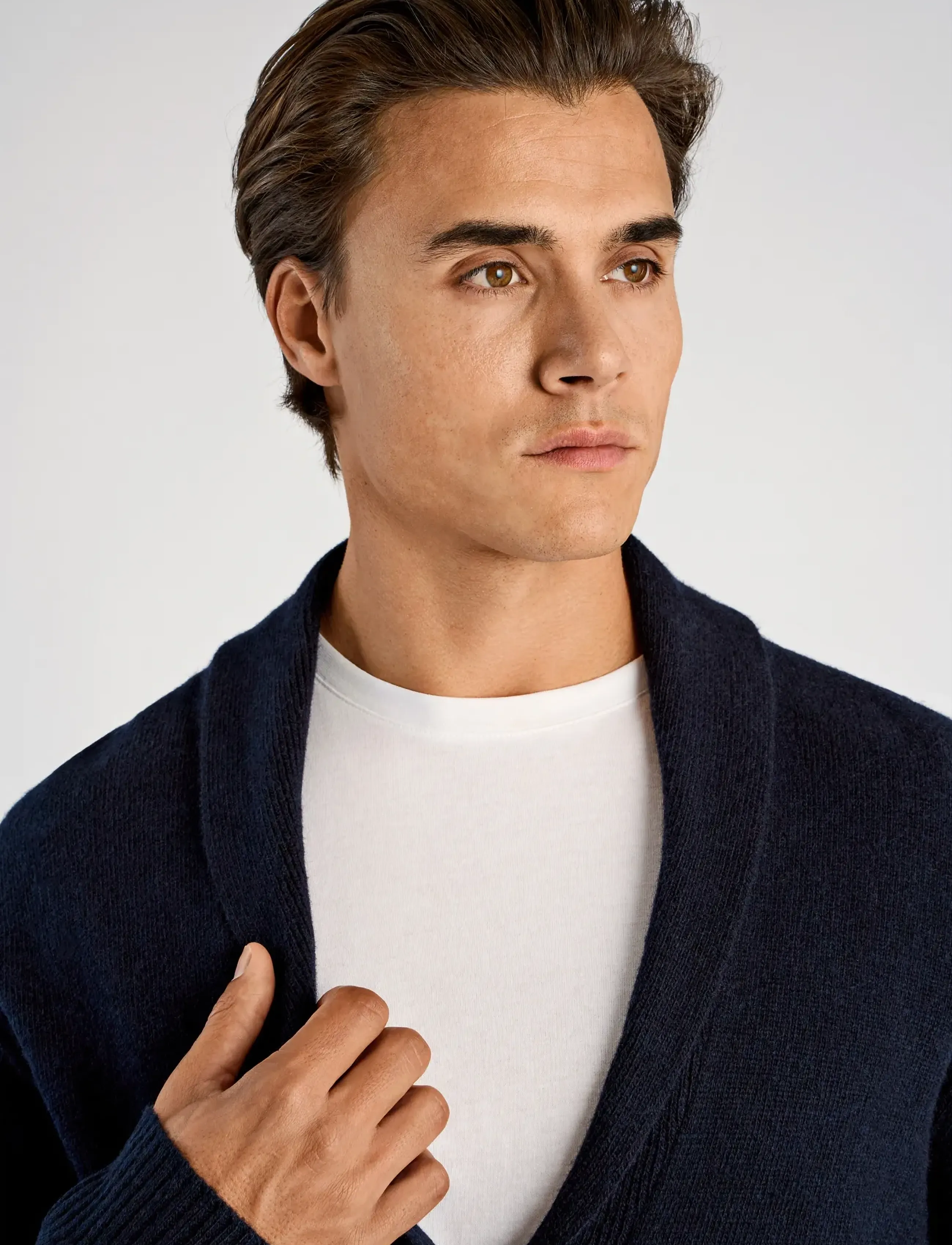 Lindbergh - Lambswool shawlcollar cardigan - gilets - navy - 5