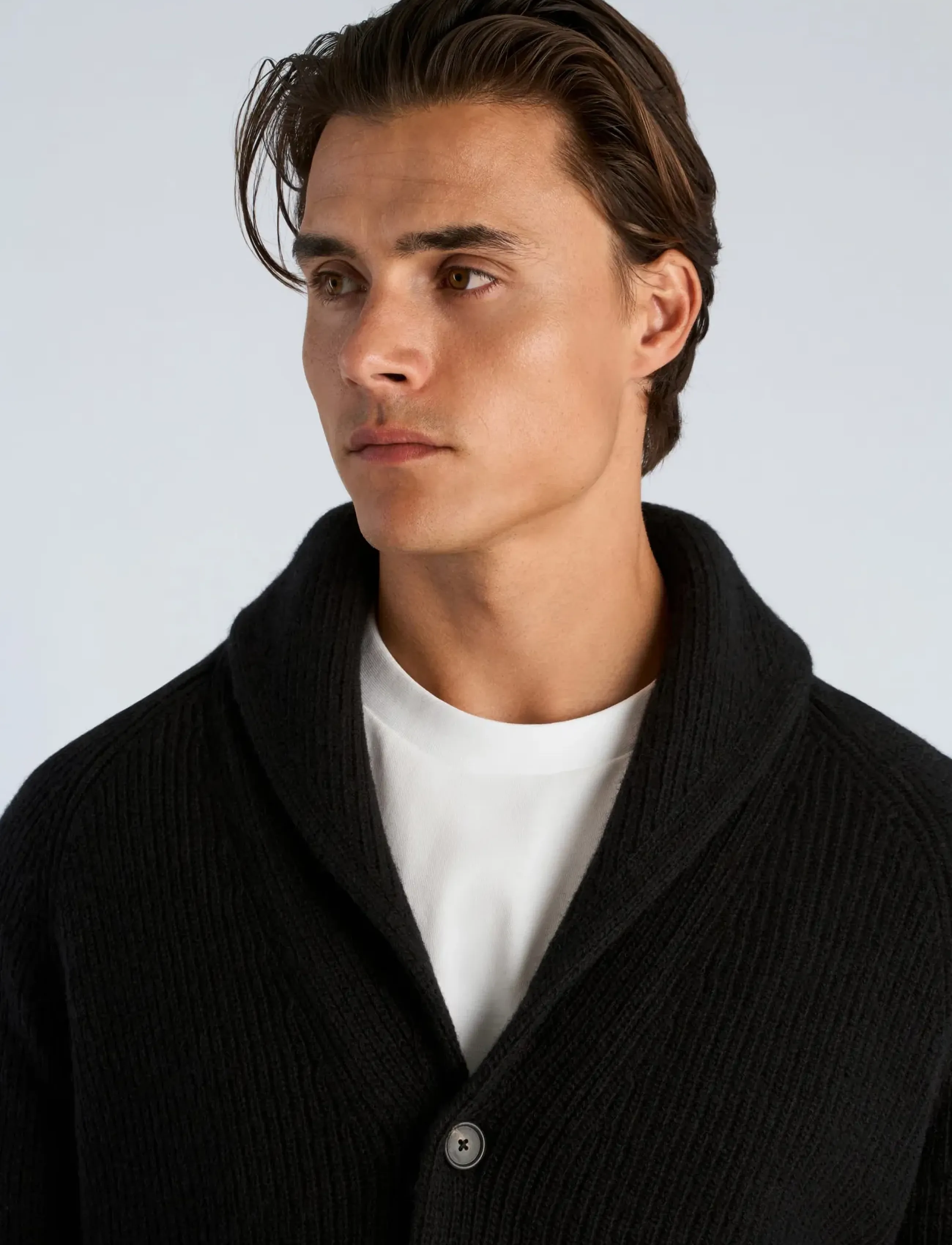 Lindbergh - Lambswool shawlcollar cardigan - cardigans - black - 5