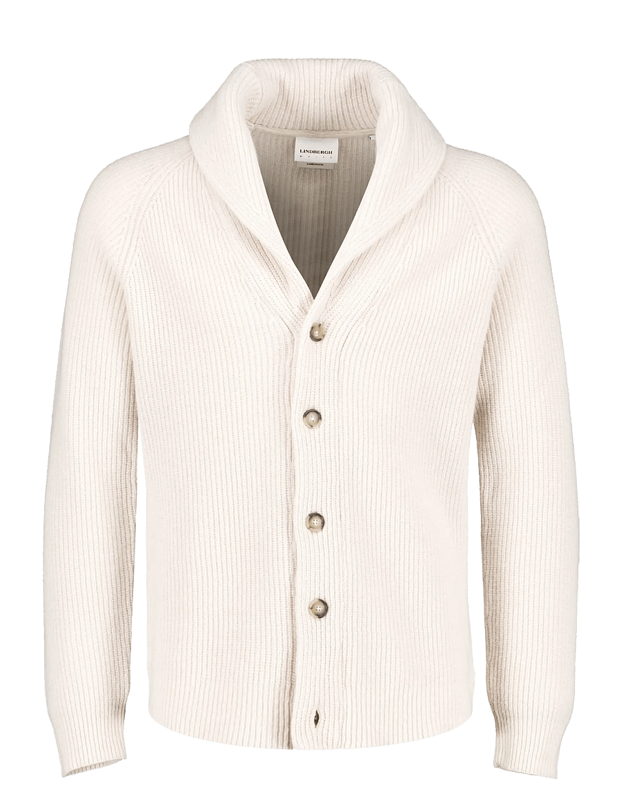 Lindbergh - Lambswool shawlcollar cardigan - cardigans - chalk white - 0