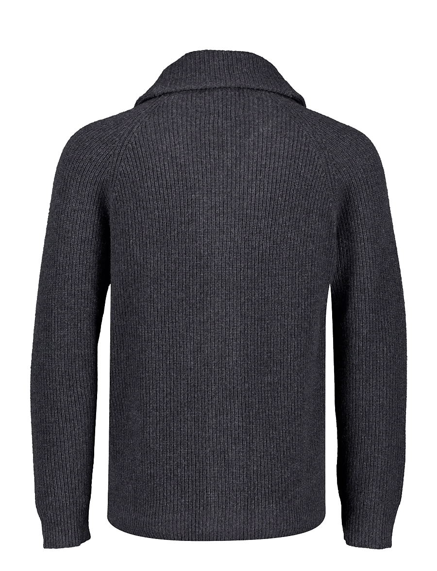 Lindbergh - Lambswool shawlcollar cardigan - cardigans - charcoal mel - 1