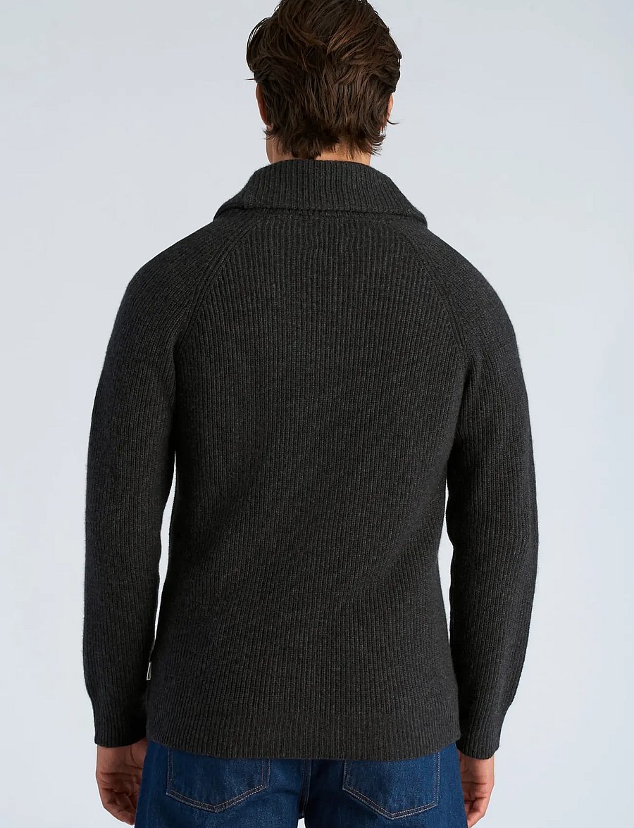 Lindbergh - Lambswool shawlcollar cardigan - strickjacken - charcoal mel - 4