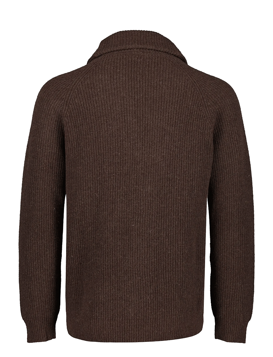 Lindbergh - Lambswool shawlcollar cardigan - cardigans - dk brown mel - 1