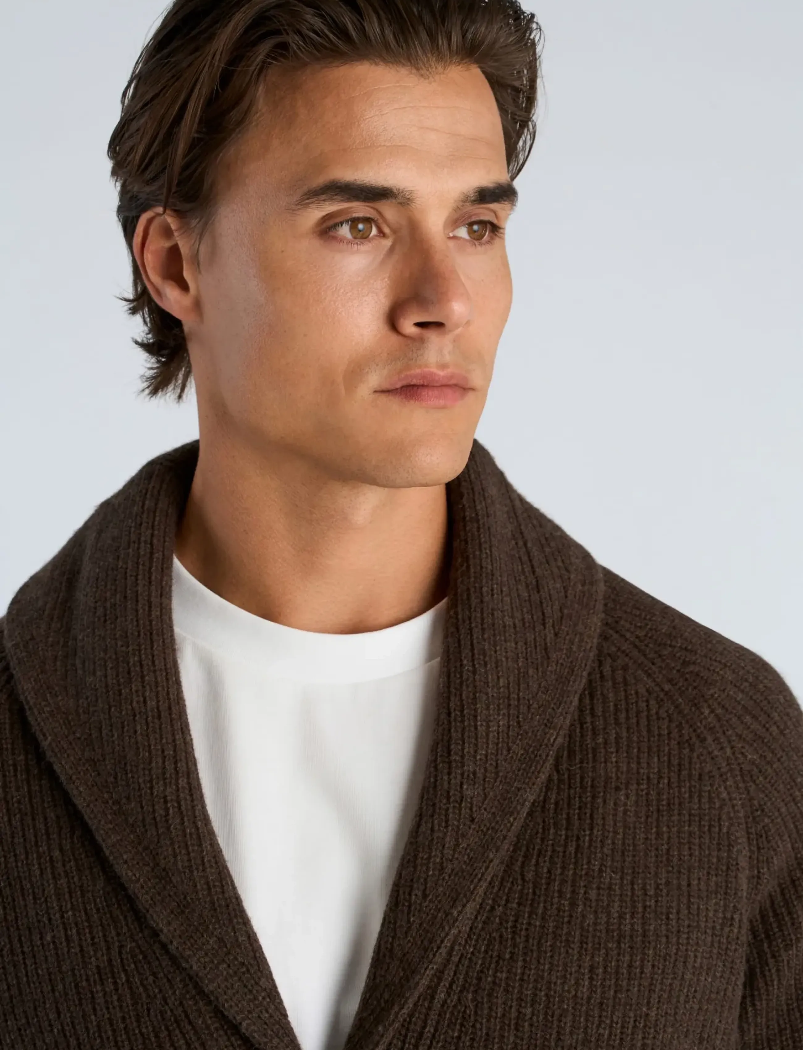 Lindbergh - Lambswool shawlcollar cardigan - herbstliche kleidung - dk brown mel - 5