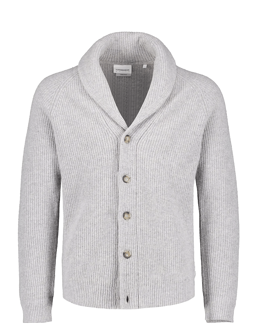 Lindbergh - Lambswool shawlcollar cardigan - cardigans - mid grey mel - 0