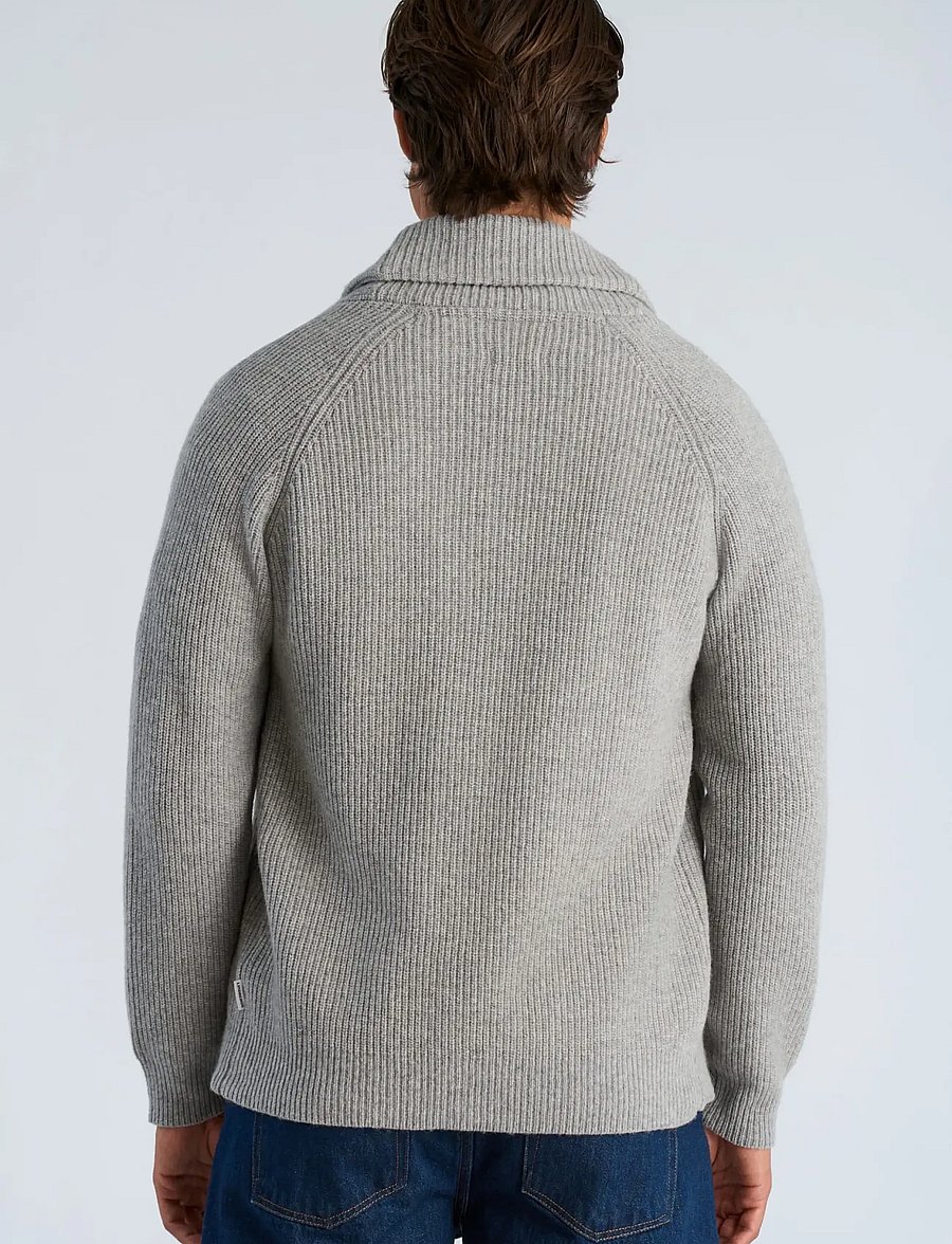 Lindbergh - Lambswool shawlcollar cardigan - strickjacken - mid grey mel - 4