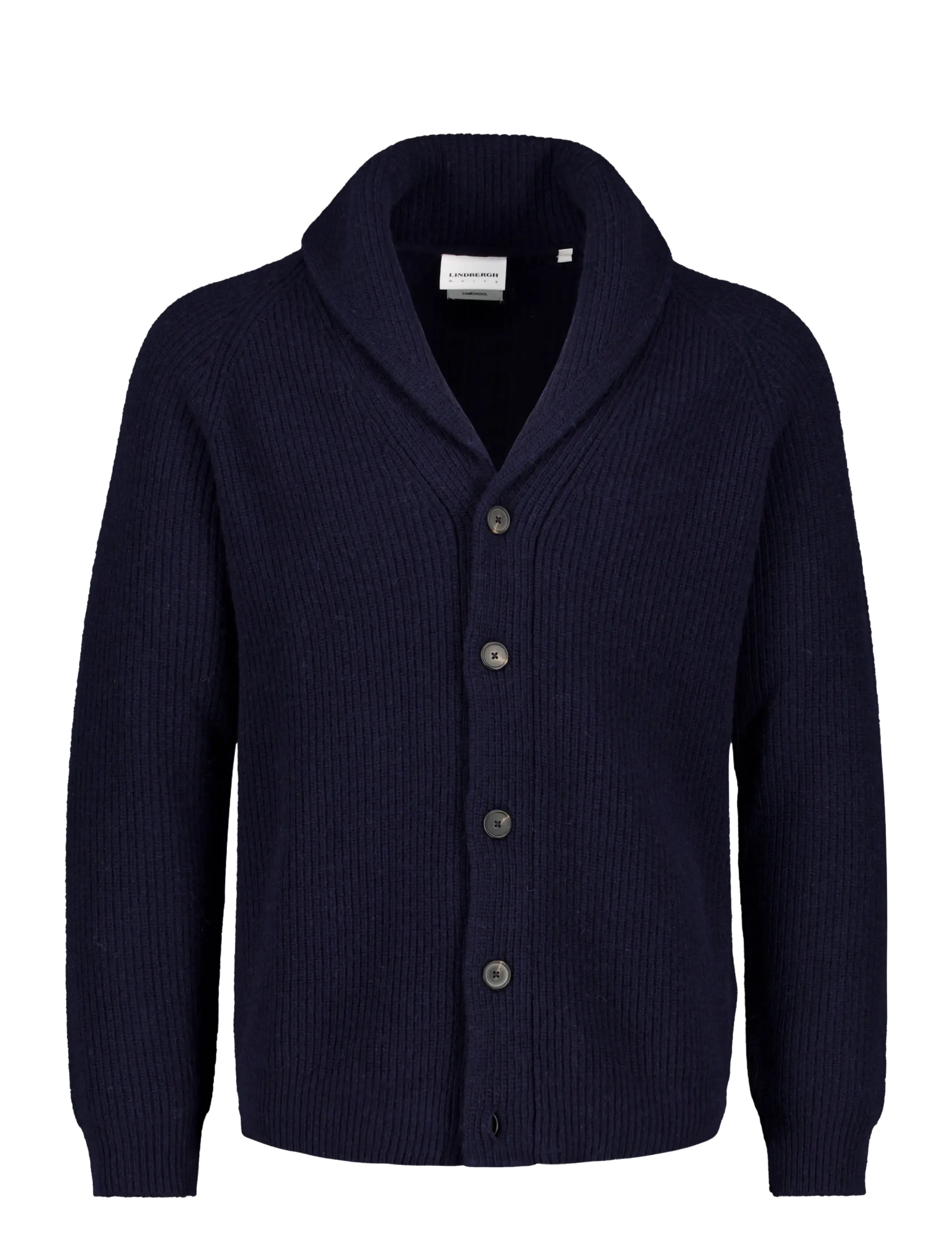 Lindbergh Lambswool shawlcollar cardigan - Kollektionen - NAVY / navy