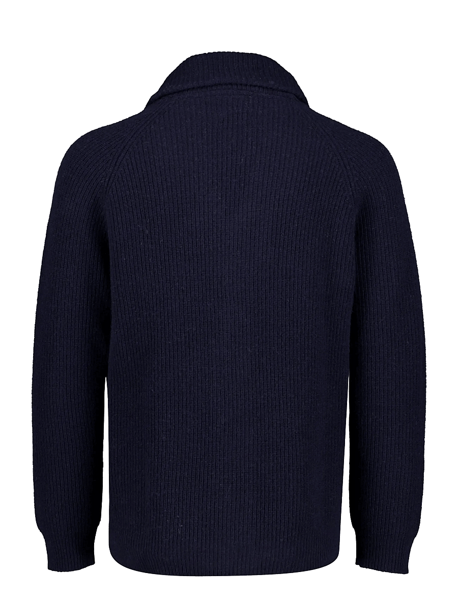Lindbergh - Lambswool shawlcollar cardigan - strickjacken - navy - 1