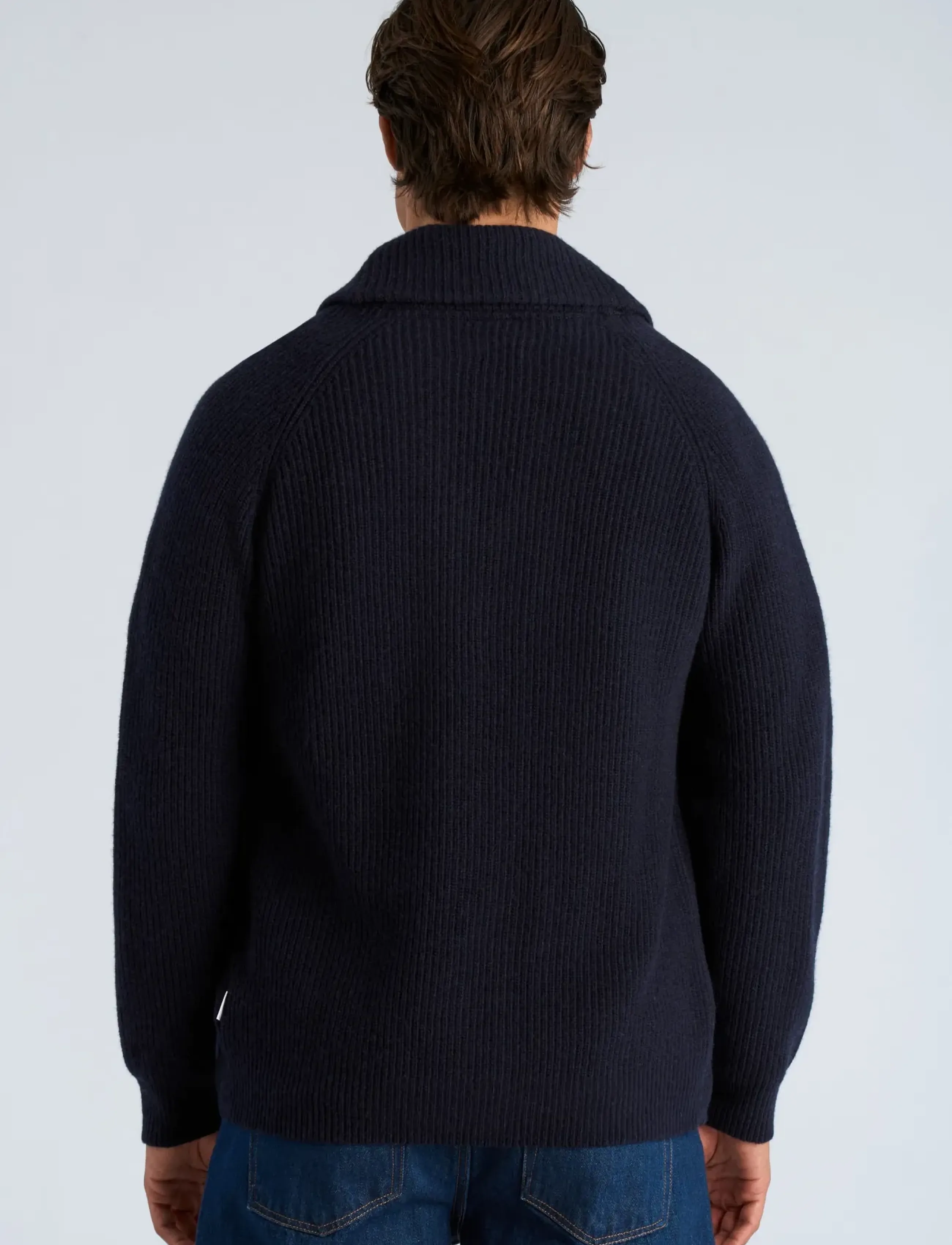 Lindbergh - Lambswool shawlcollar cardigan - strickjacken - navy - 4