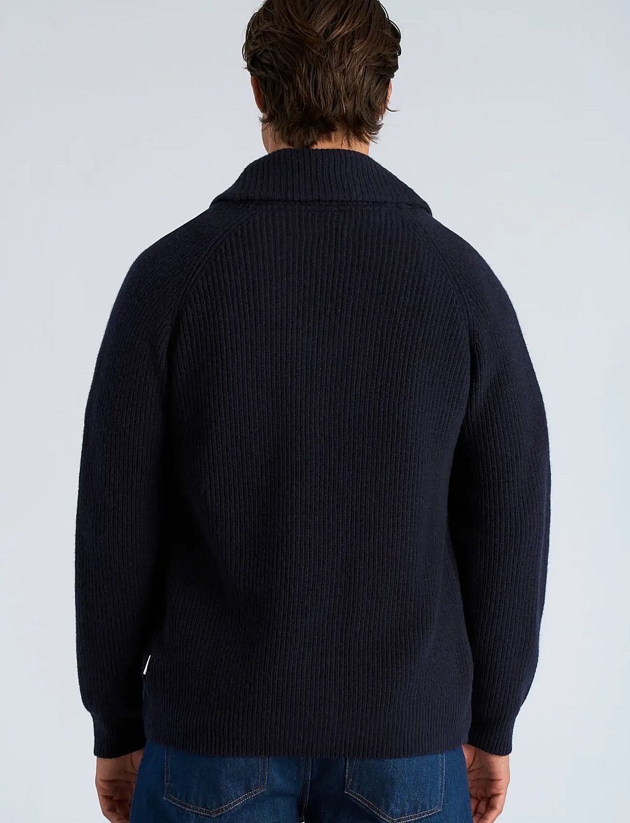 Lindbergh - Lambswool shawlcollar cardigan - strickjacken - navy - 4
