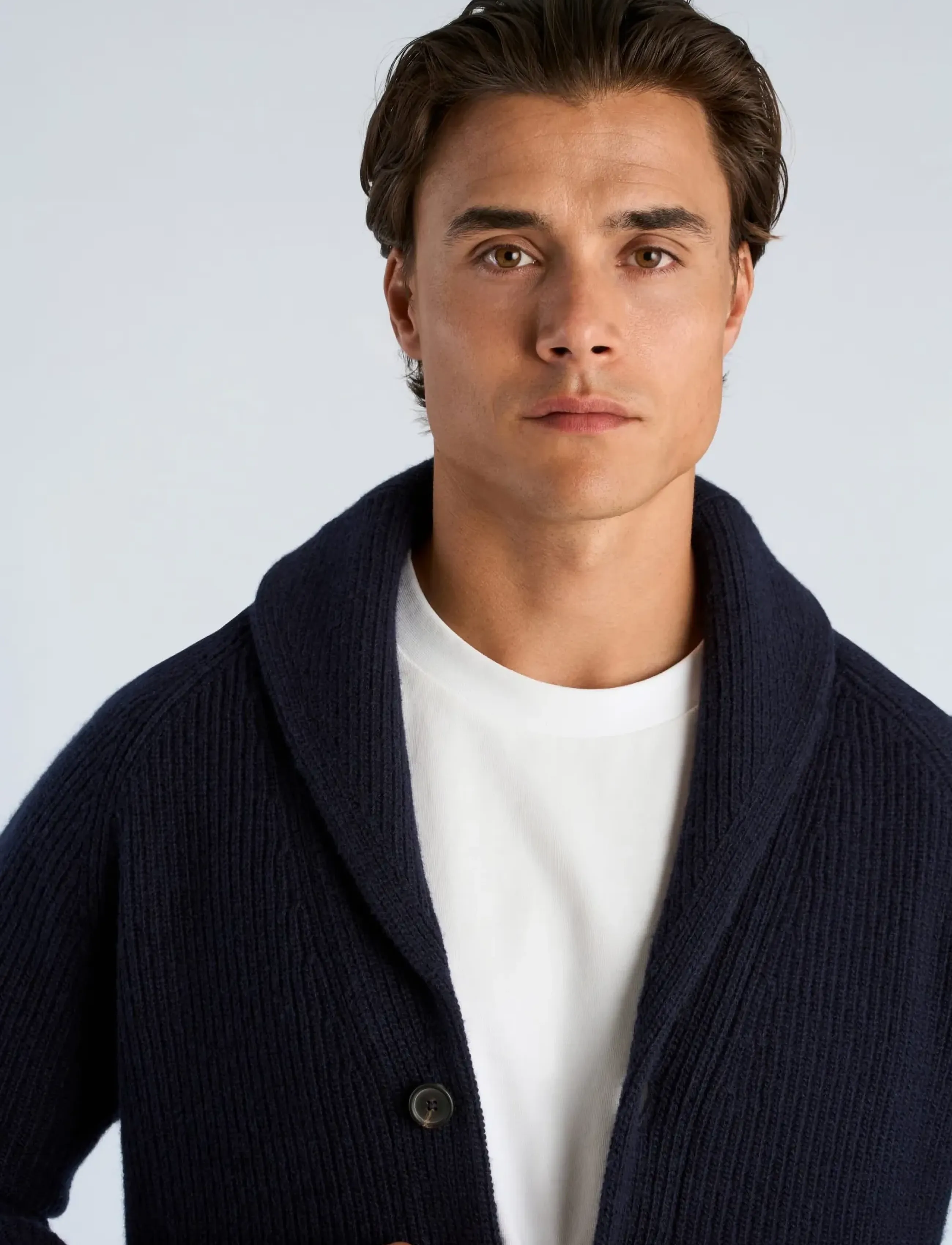 Lindbergh - Lambswool shawlcollar cardigan - strickjacken - navy - 5