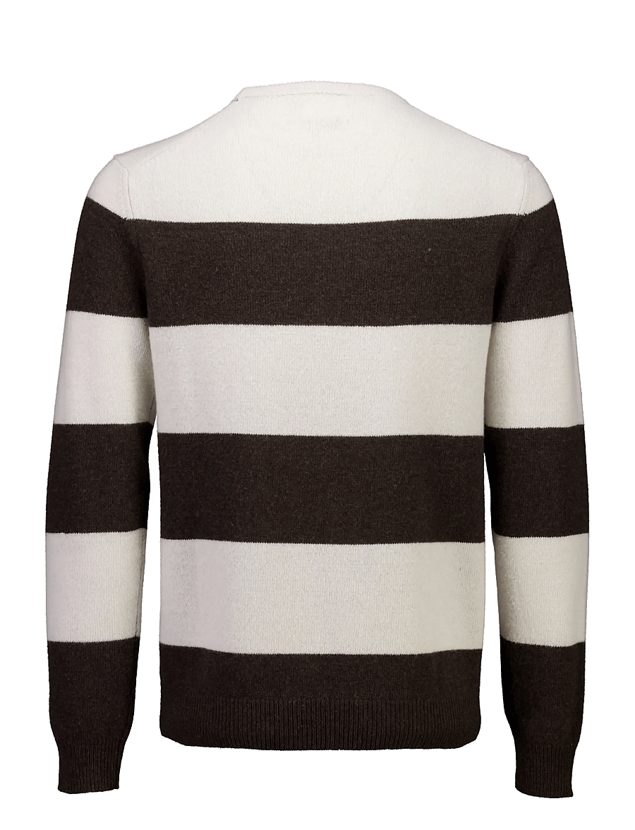 Lindbergh - Lambswool striped o-neck knit - round necks - dk brown mel - 2