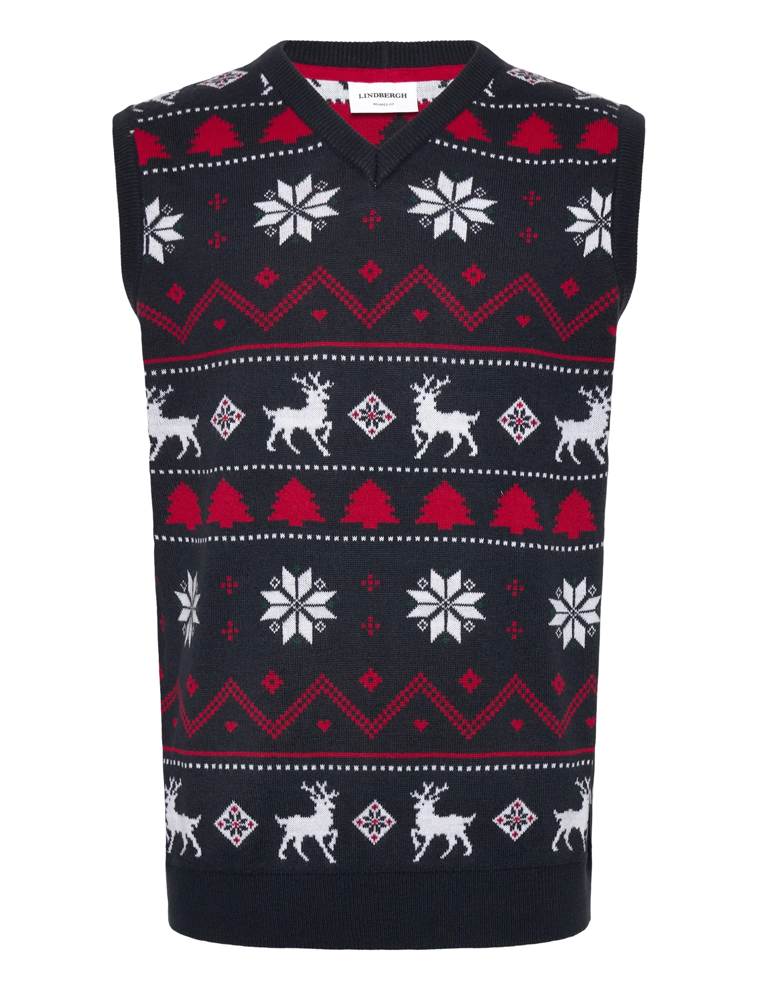 Lindbergh Christmas knit slipoverChristmas knit slipover - Knitted vests - NAVY / multi
