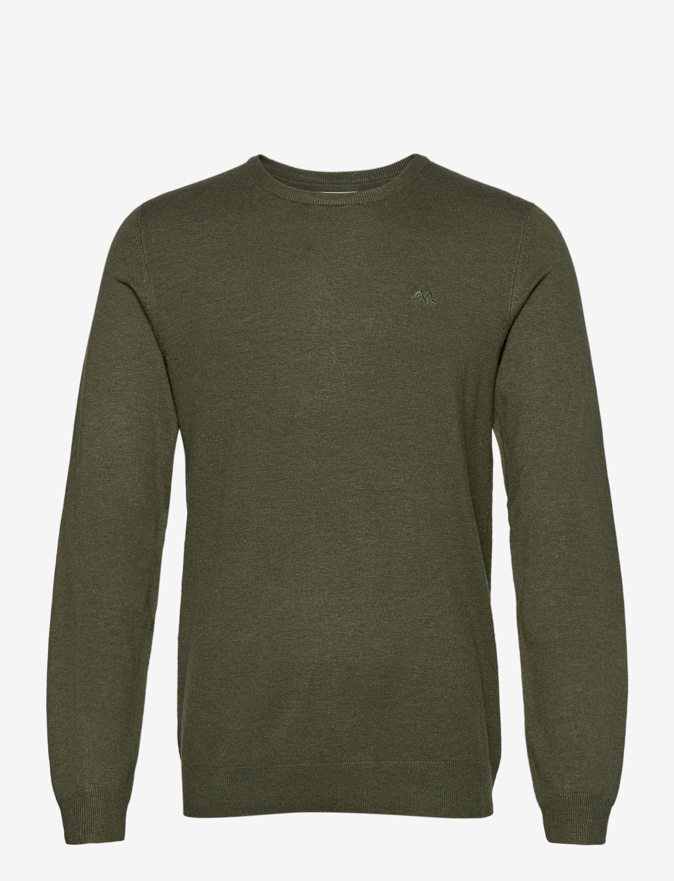 Lindbergh Ecovero L/S o-neck knit - Kudumid - ARMY MEL / khaki/green