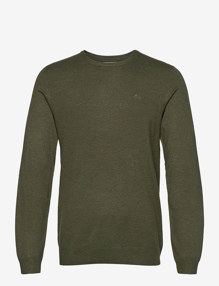Lindbergh - Ecovero L/S o-neck knit - rundhals - army mel - 1
