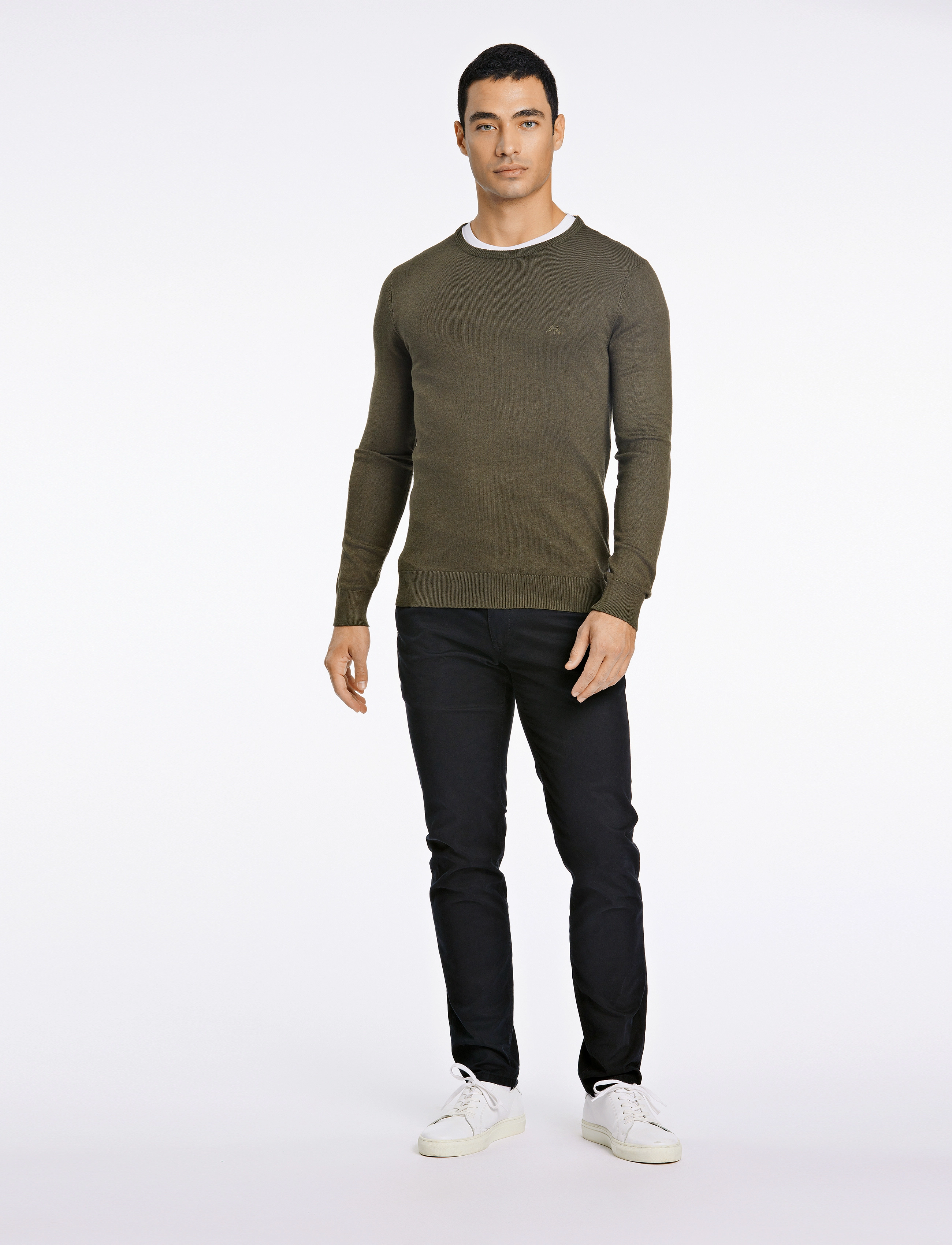 Lindbergh - Ecovero L/S o-neck knit - rundhals - army mel - 0